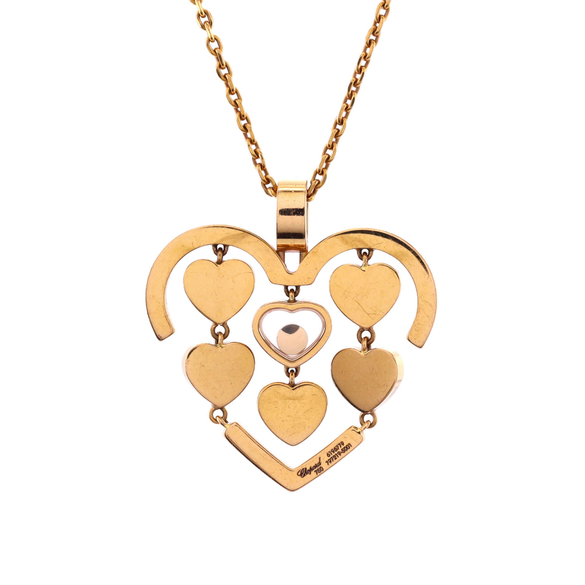 Happy Amore Heart Pendant Necklace 18K Yellow Gold and Diamond