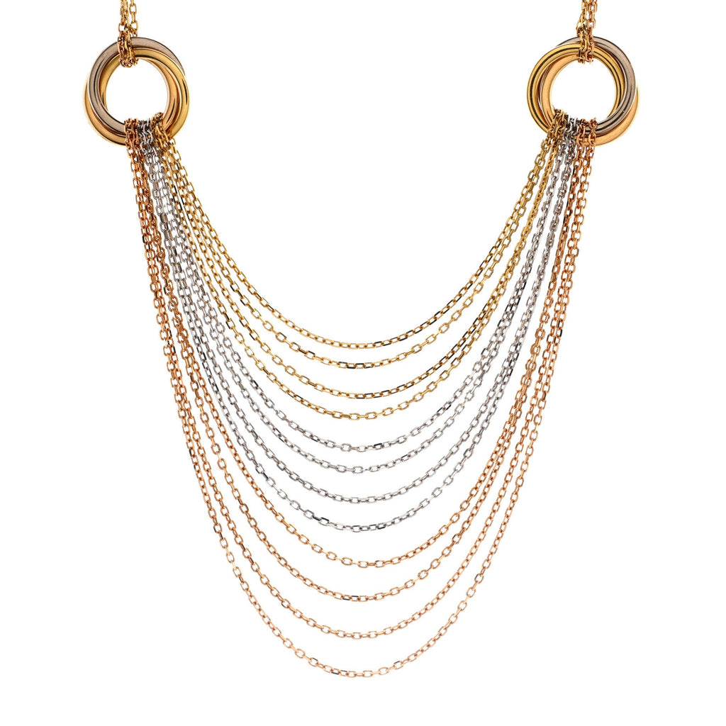 Trinity Draped Multistrand Necklace 18K Tricolor Gold