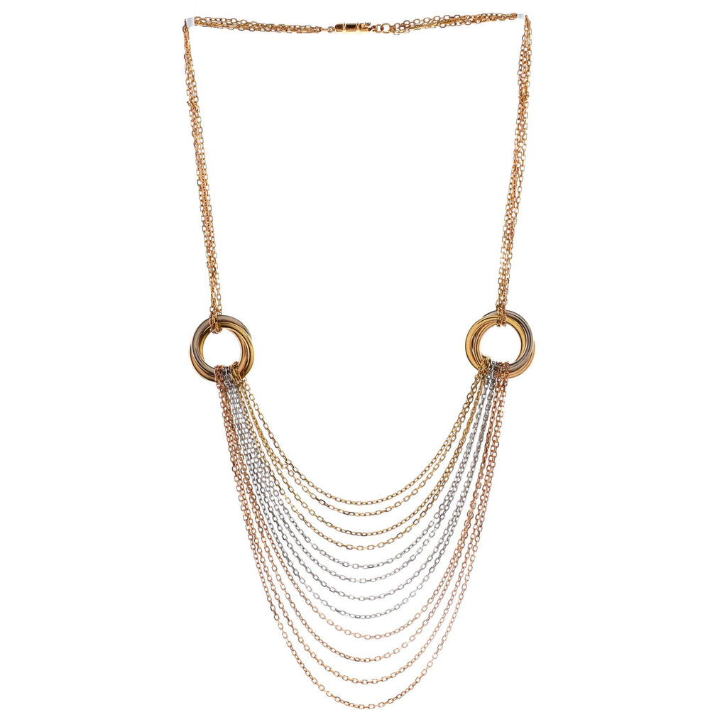 Trinity Draped Multistrand Necklace 18K Tricolor Gold