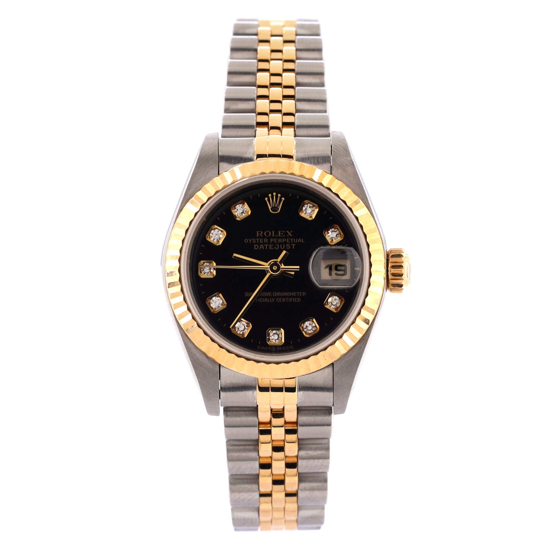 Oyster Perpetual Datejust Automatic Watch Stainless Steel and Yellow Gold with Diamond Markers 26