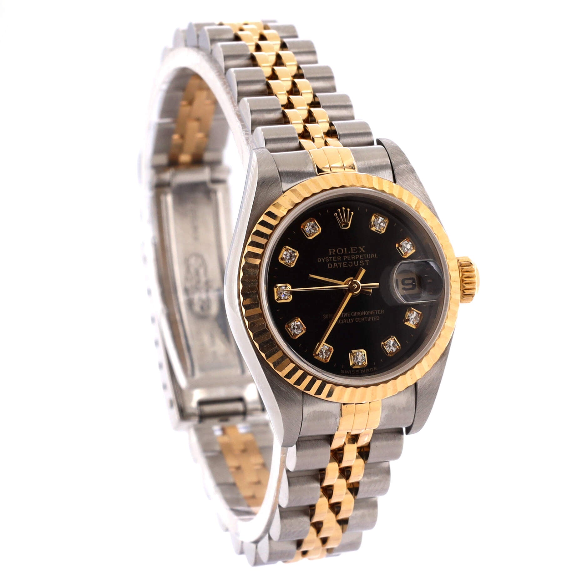 Oyster Perpetual Datejust Automatic Watch Stainless Steel and Yellow Gold with Diamond Markers 26