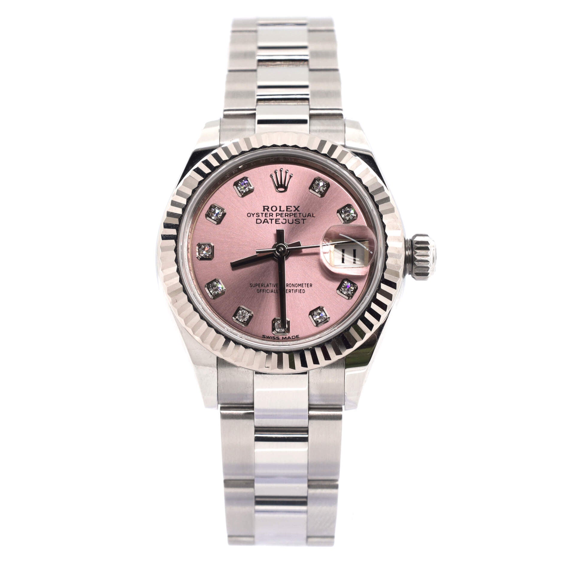 Oyster Perpetual Datejust Automatic Watch Stainless Steel and White Gold with Diamond Markers 28