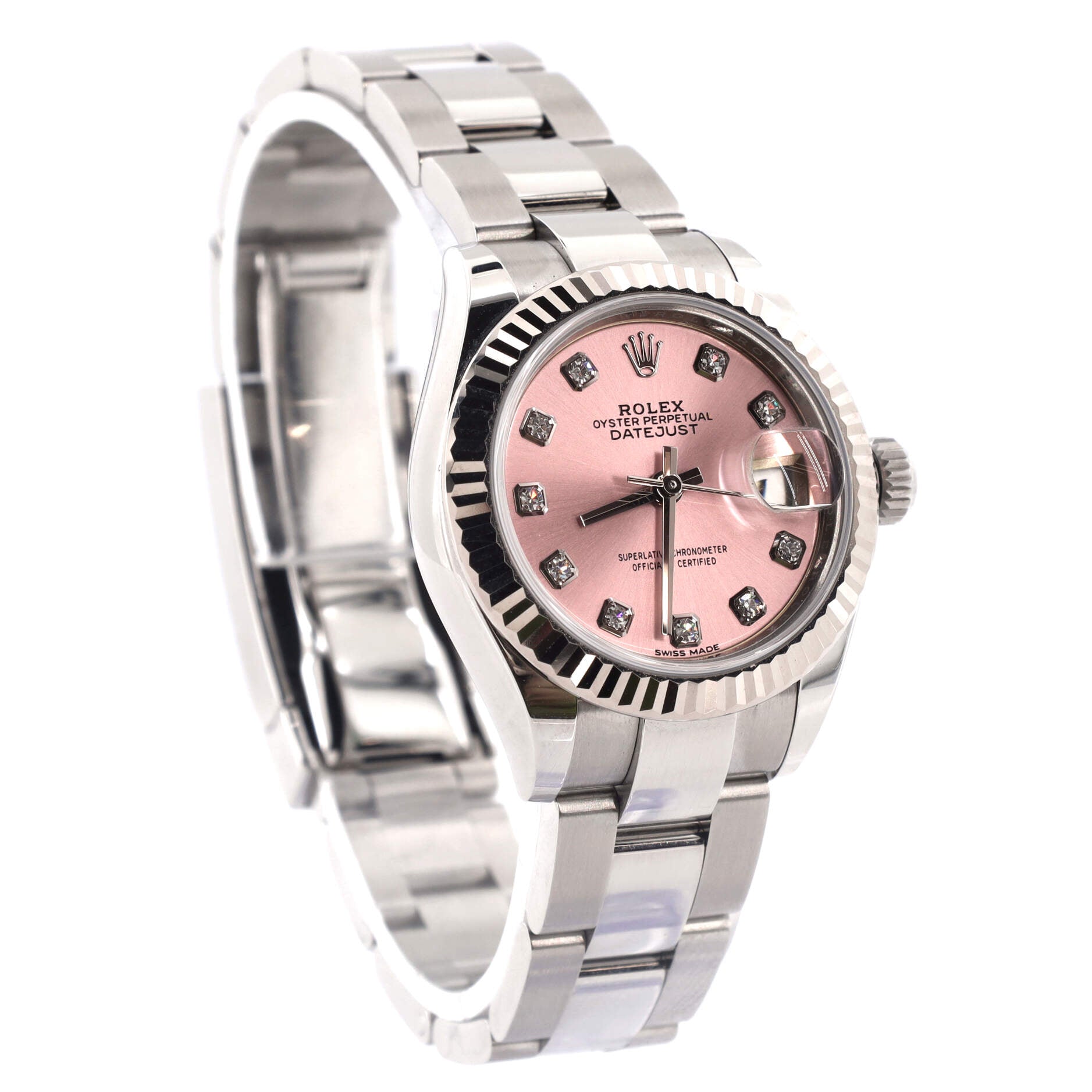 Oyster Perpetual Datejust Automatic Watch Stainless Steel and White Gold with Diamond Markers 28