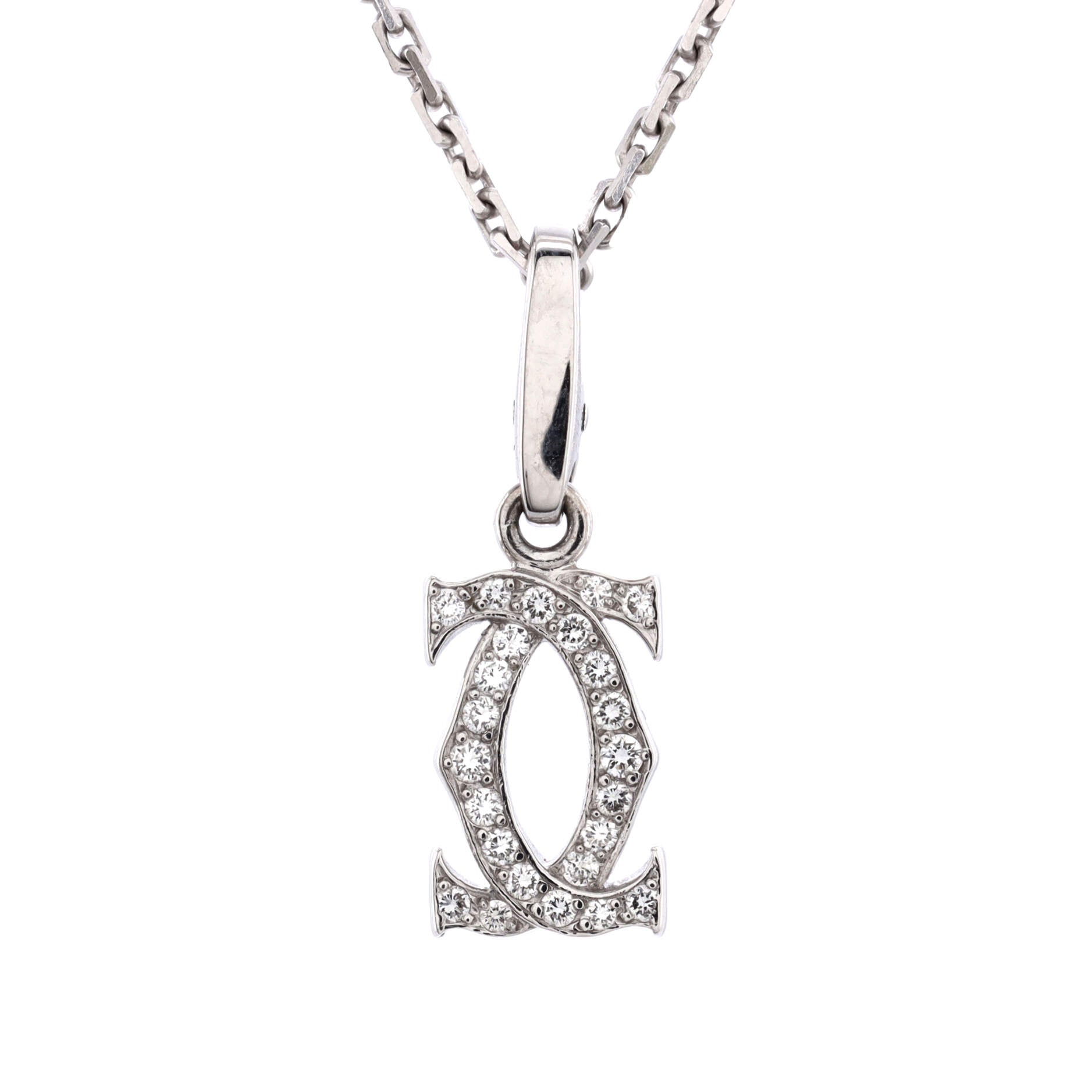 2C Pendant Necklace 18K White Gold with Diamonds