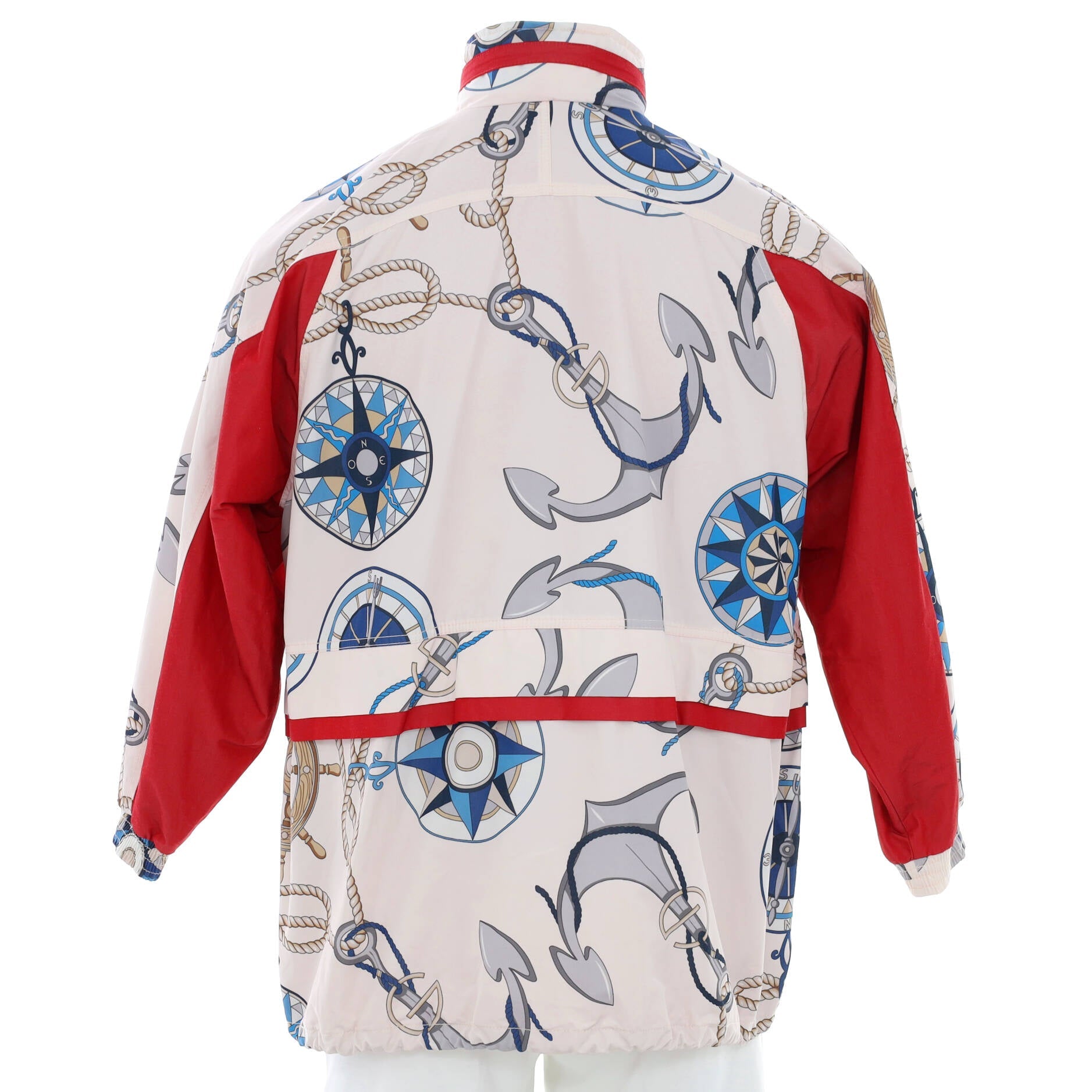 Men's Nautical Zip Windbreaker Printed Polyester Blend