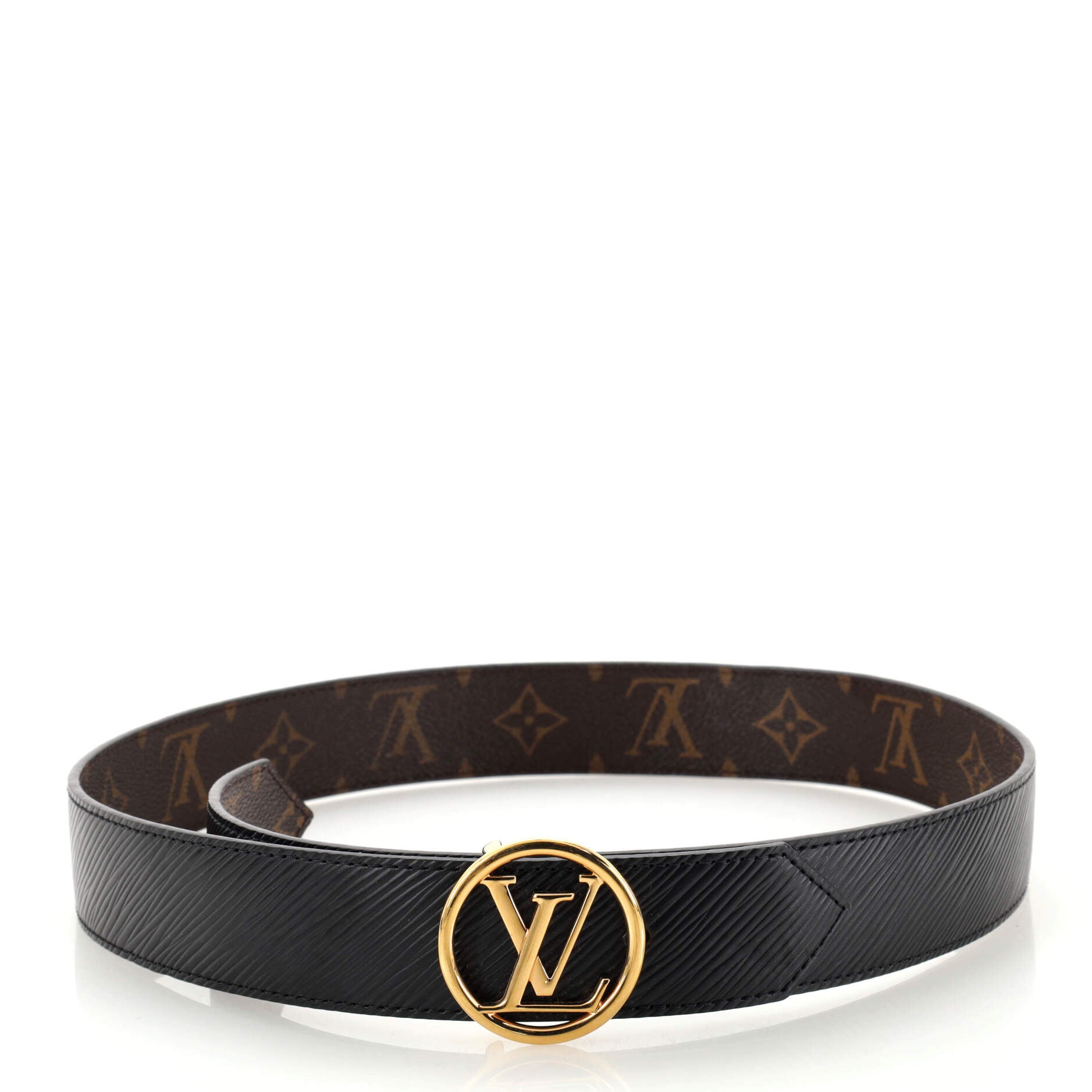 LV Circle Reversible Belt Monogram Canvas and Epi Leather Medium 80