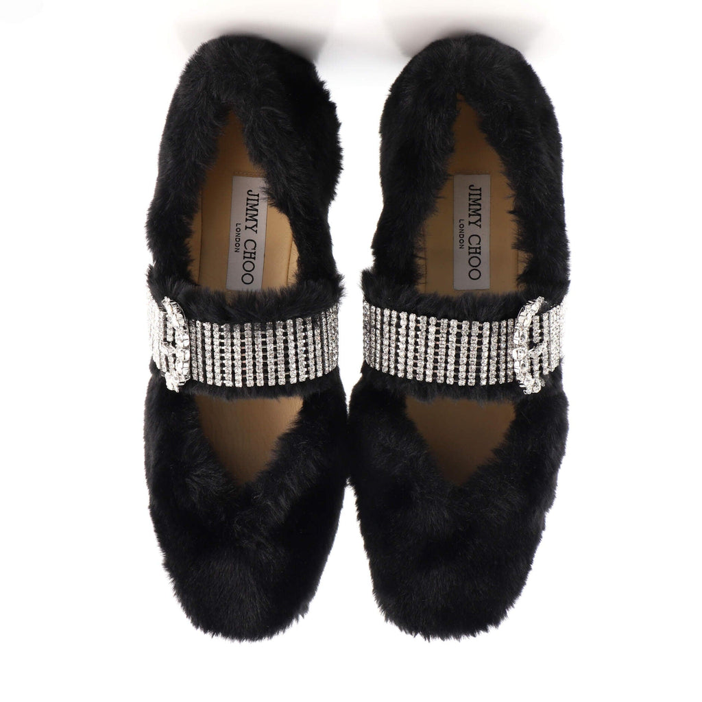 Women's Krista Ballerina Flats Faux Fur with Crystals