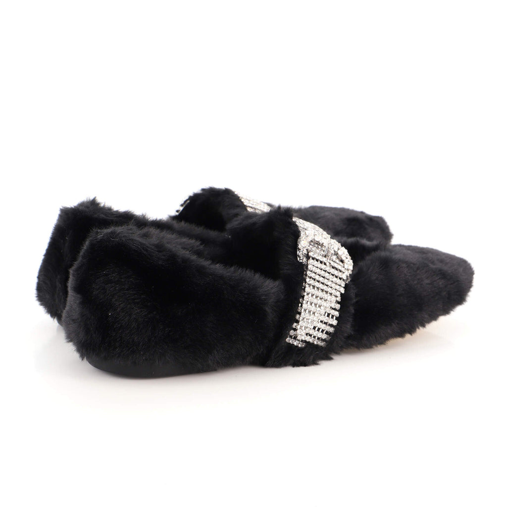 Women's Krista Ballerina Flats Faux Fur with Crystals