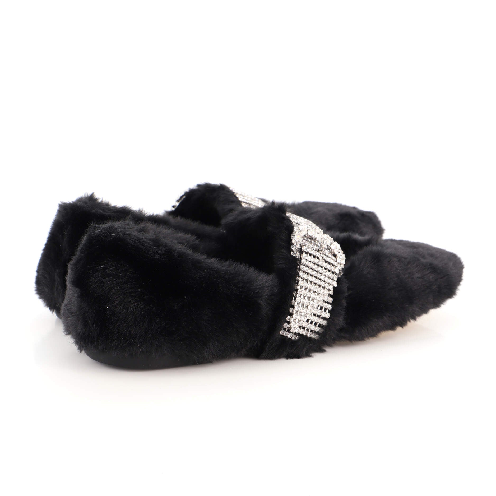 Women's Krista Ballerina Flats Faux Fur with Crystals