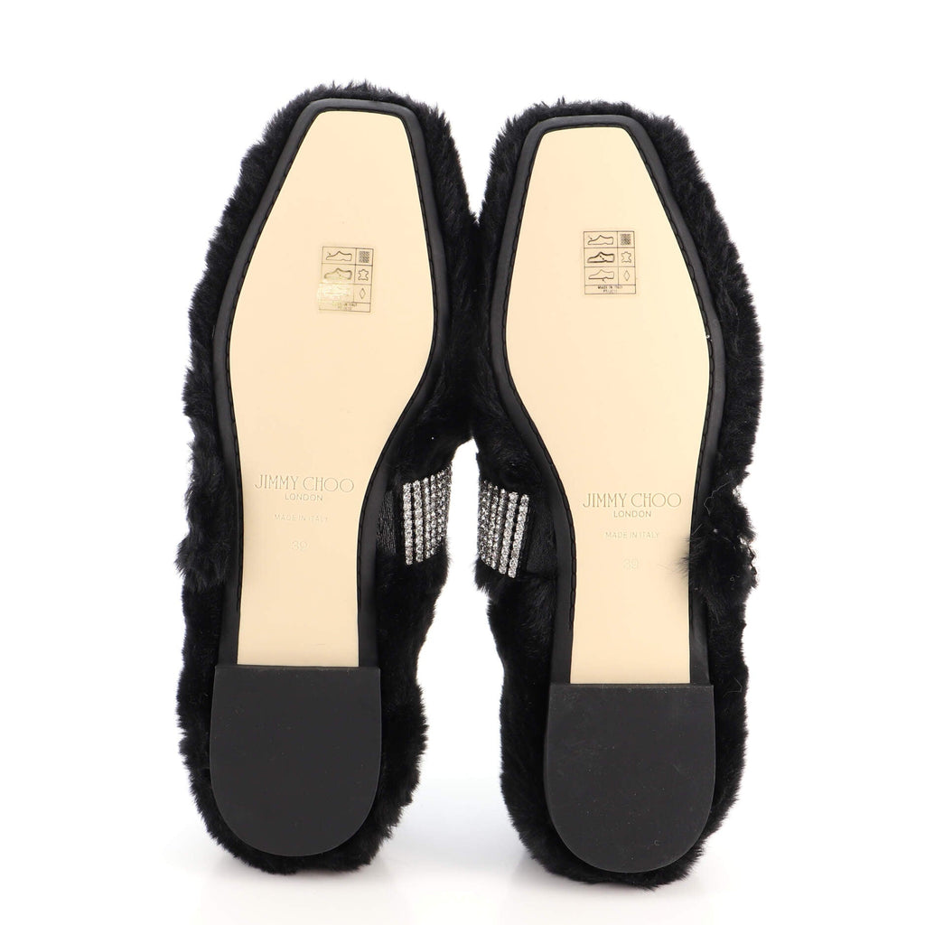 Women's Krista Ballerina Flats Faux Fur with Crystals
