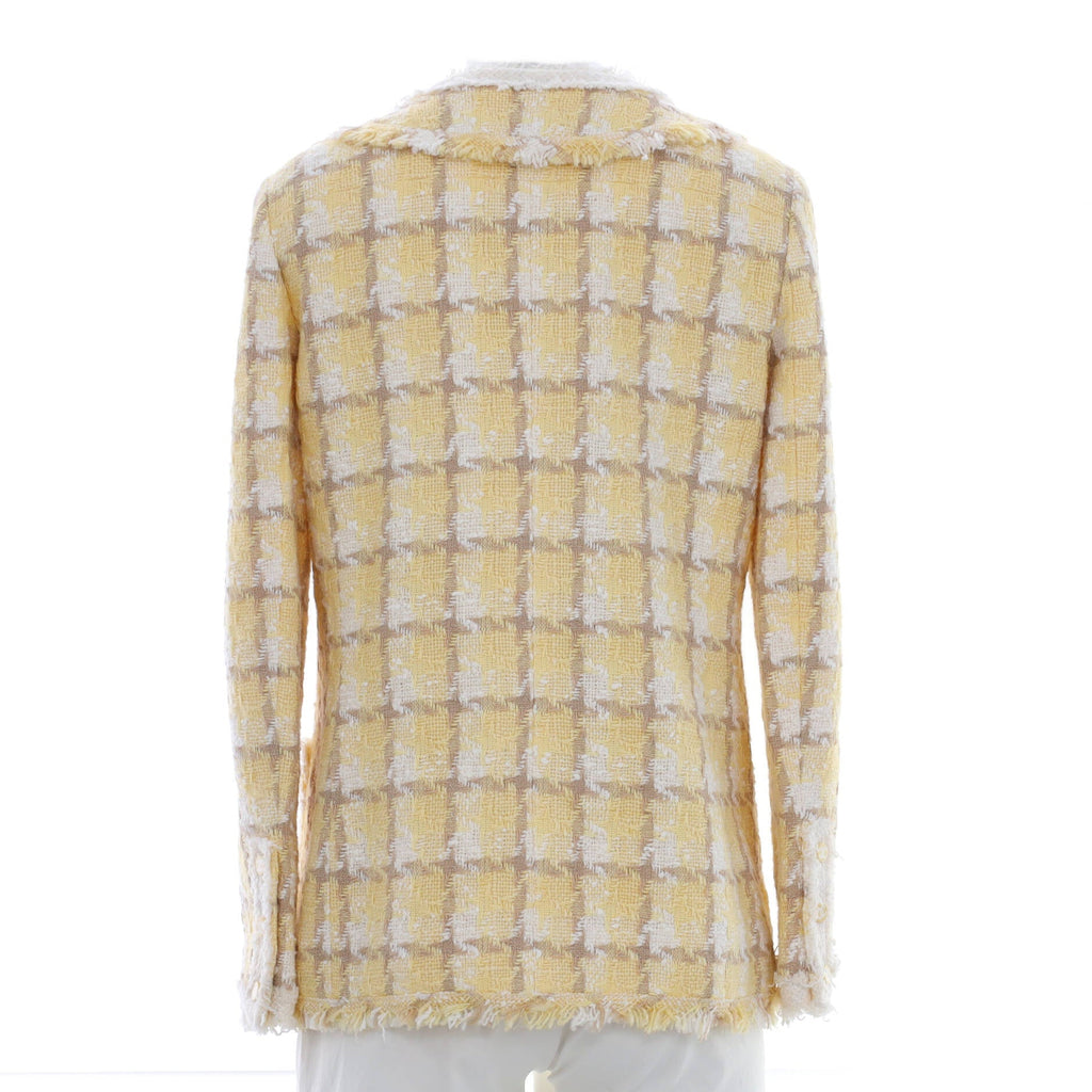 Women's Tie Closure Frayed Hem Jacket Tweed