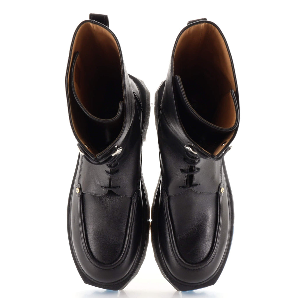 Women's Nappa Sponge Combat Boots Leather