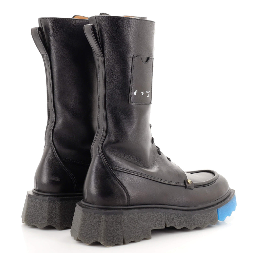 Women's Nappa Sponge Combat Boots Leather