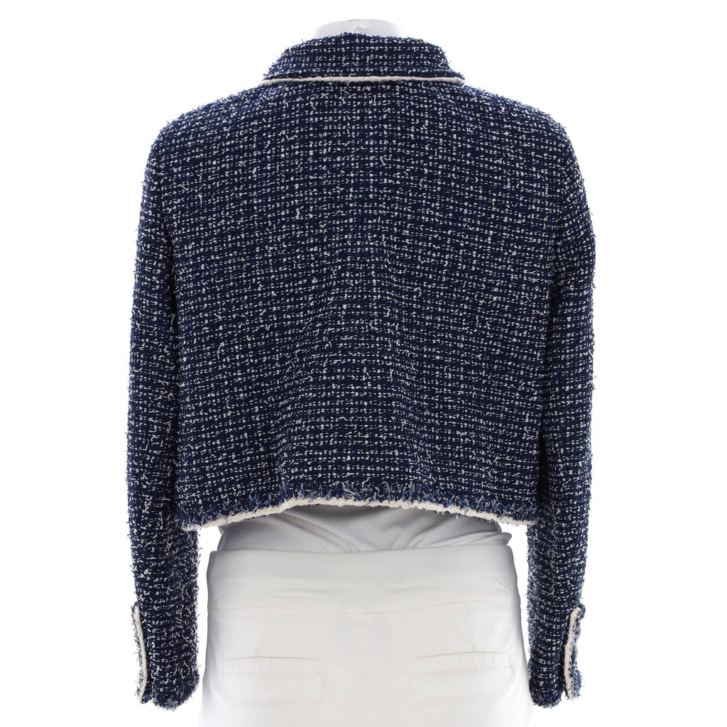 Women's High Collar Two Pocket Button Jacket Tweed