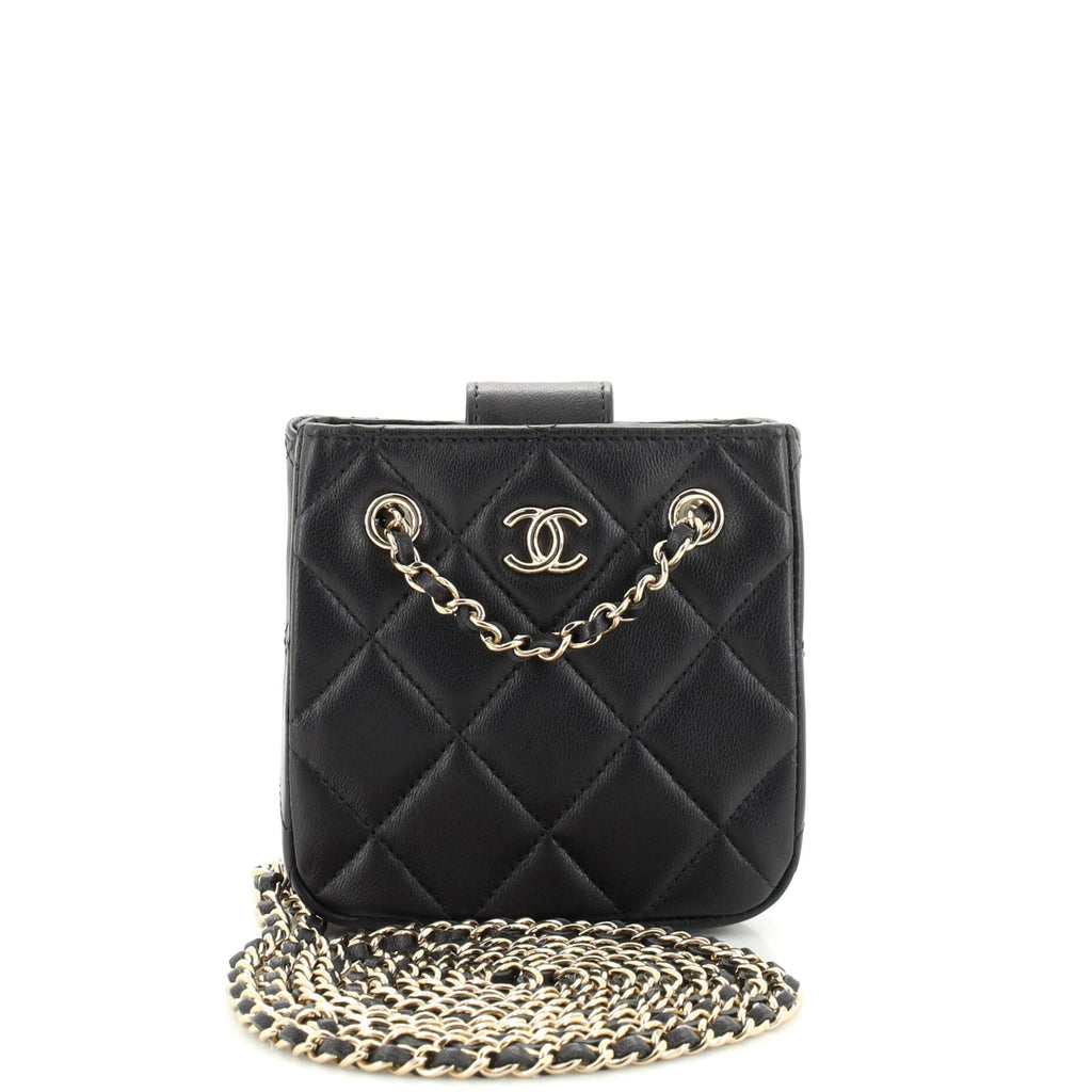 CC Square Clutch with Chain Quilted Lambskin Mini