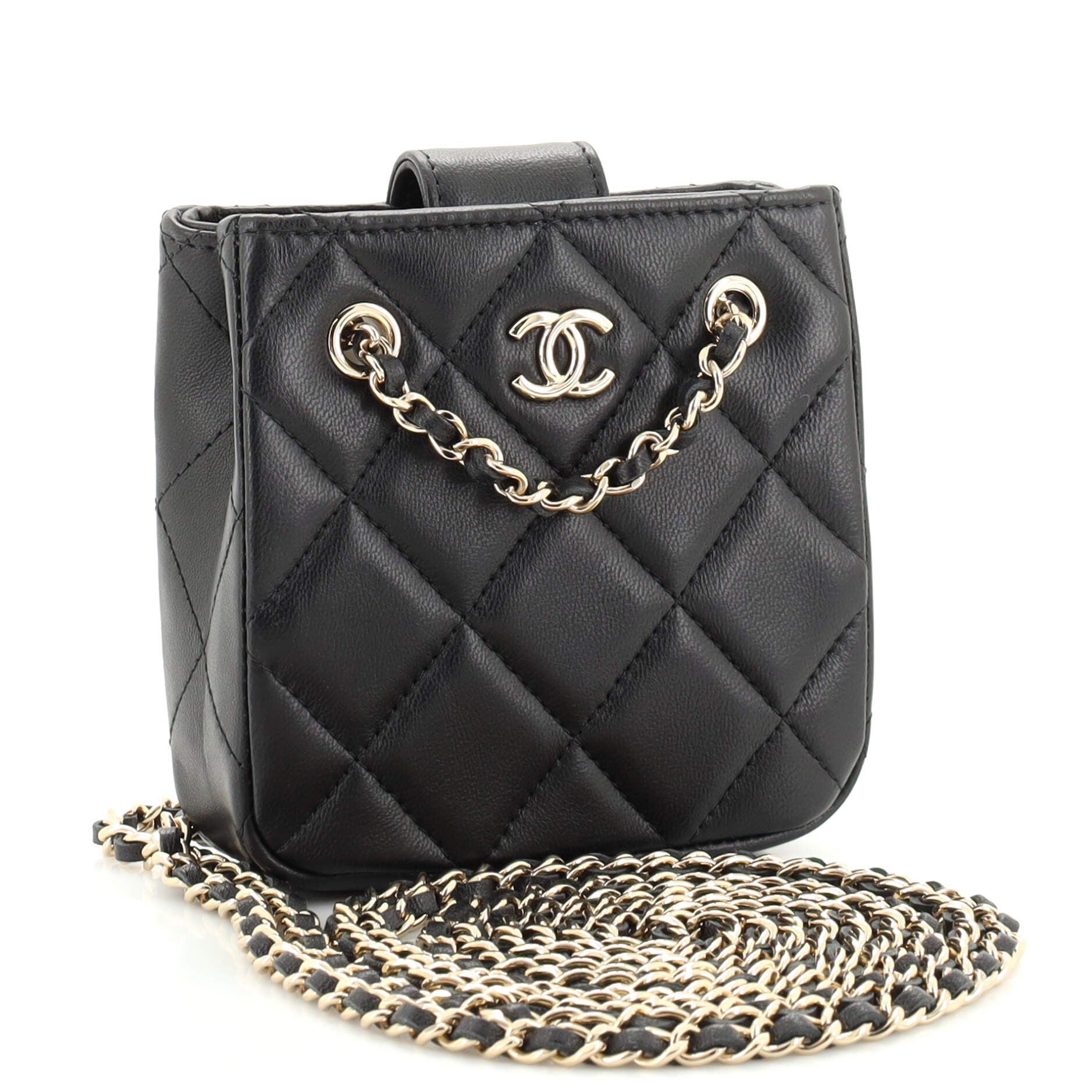 CC Square Clutch with Chain Quilted Lambskin Mini