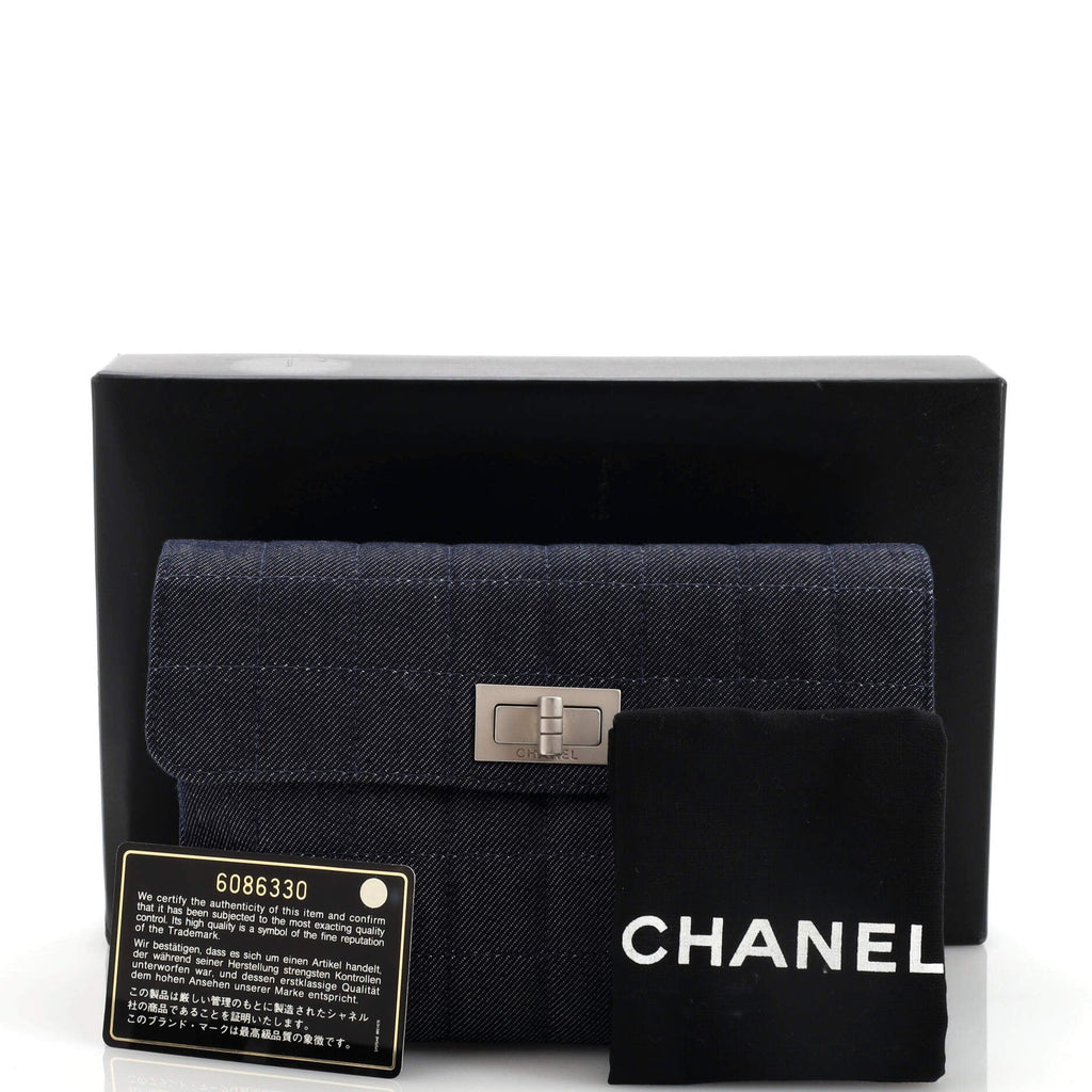 Mademoiselle Chocolate Bar Clutch Quilted Denim Small