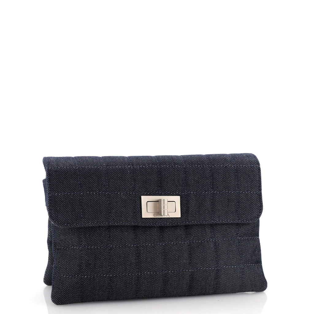 Mademoiselle Chocolate Bar Clutch Quilted Denim Small