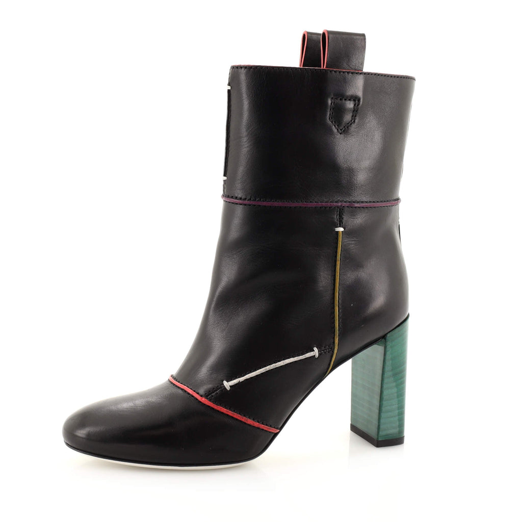 Women's Colorful Lines Heeled Boots Leather