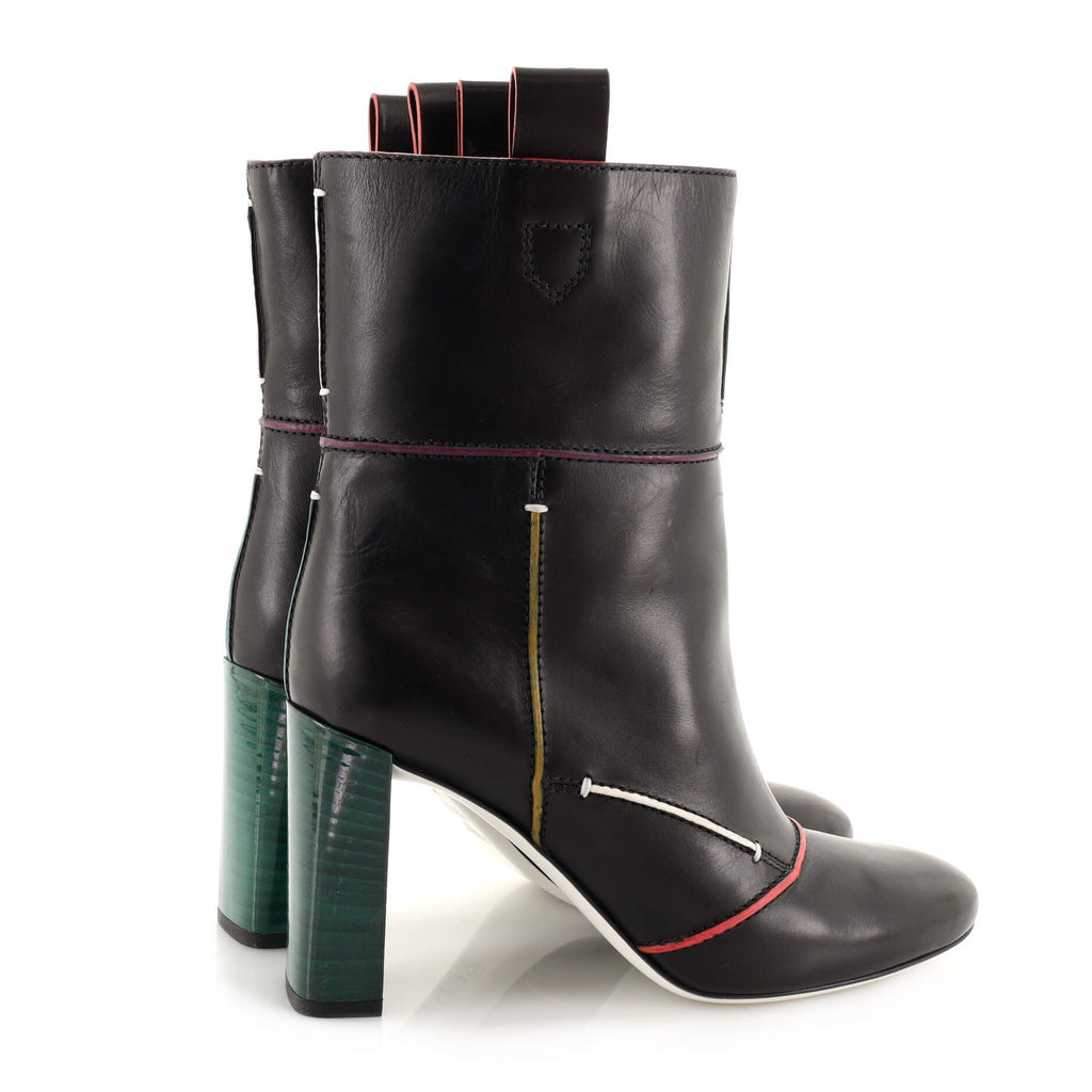 Women's Colorful Lines Heeled Boots Leather
