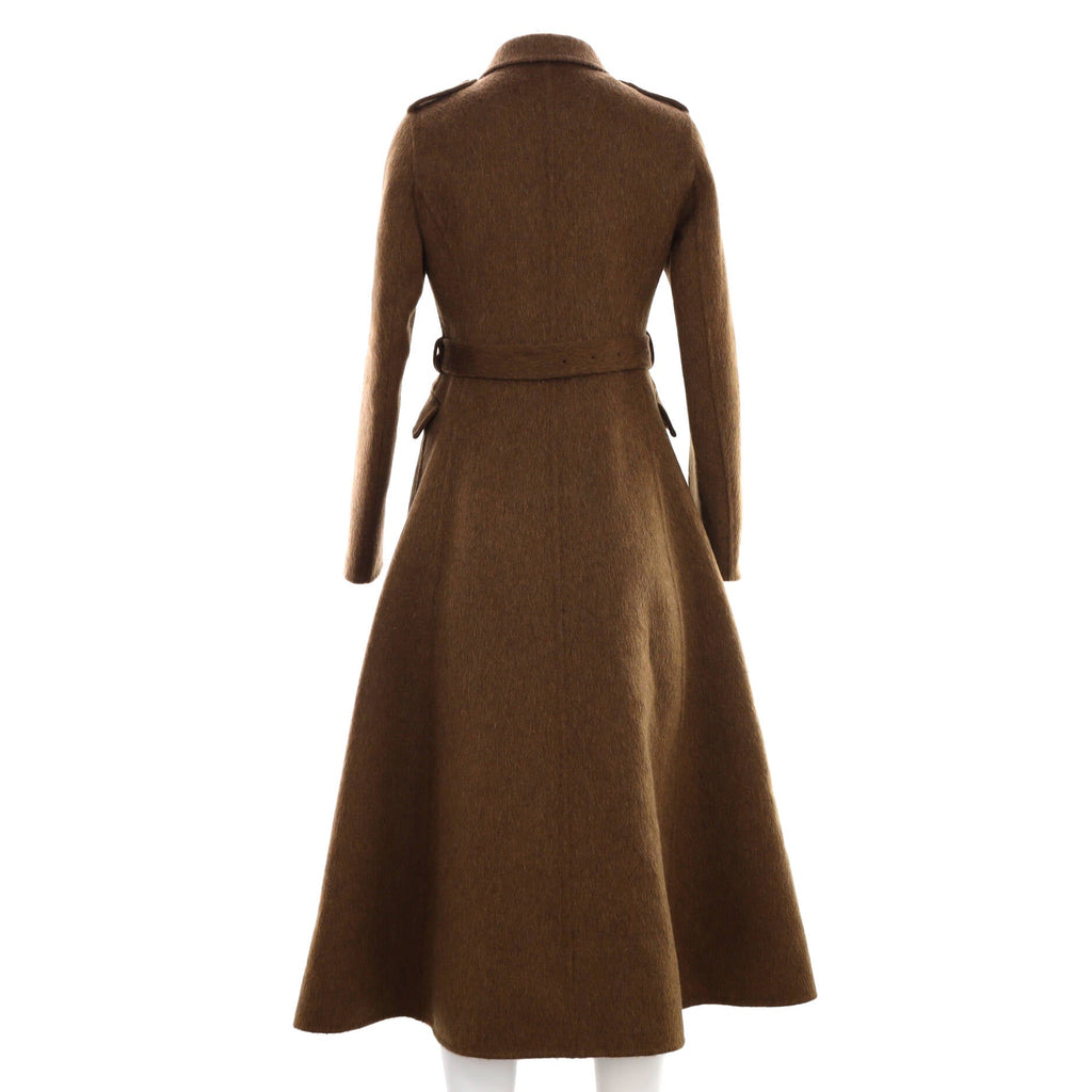Women's Double Breasted Belted Long Coat Wool Blend