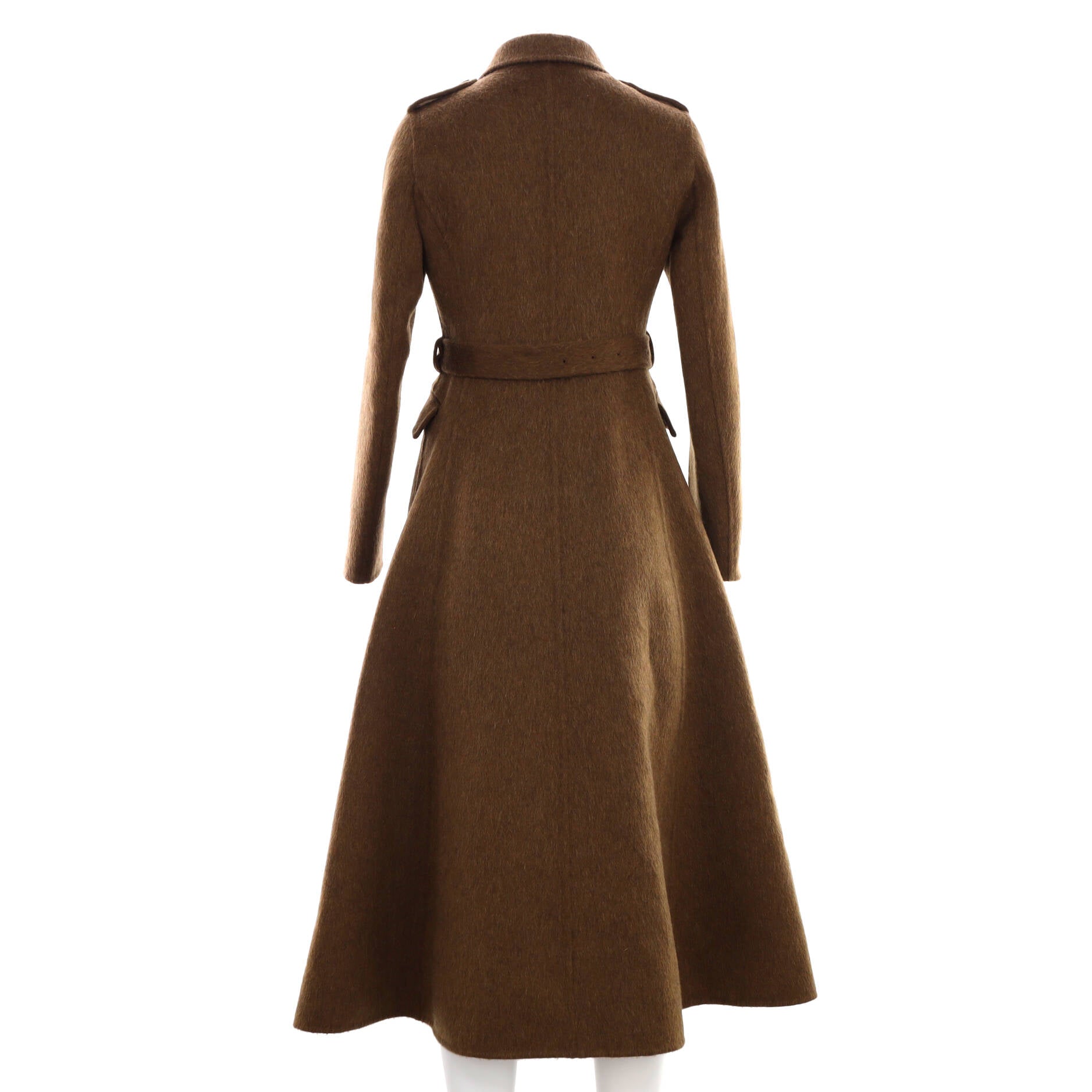 Women's Double Breasted Belted Long Coat Wool Blend