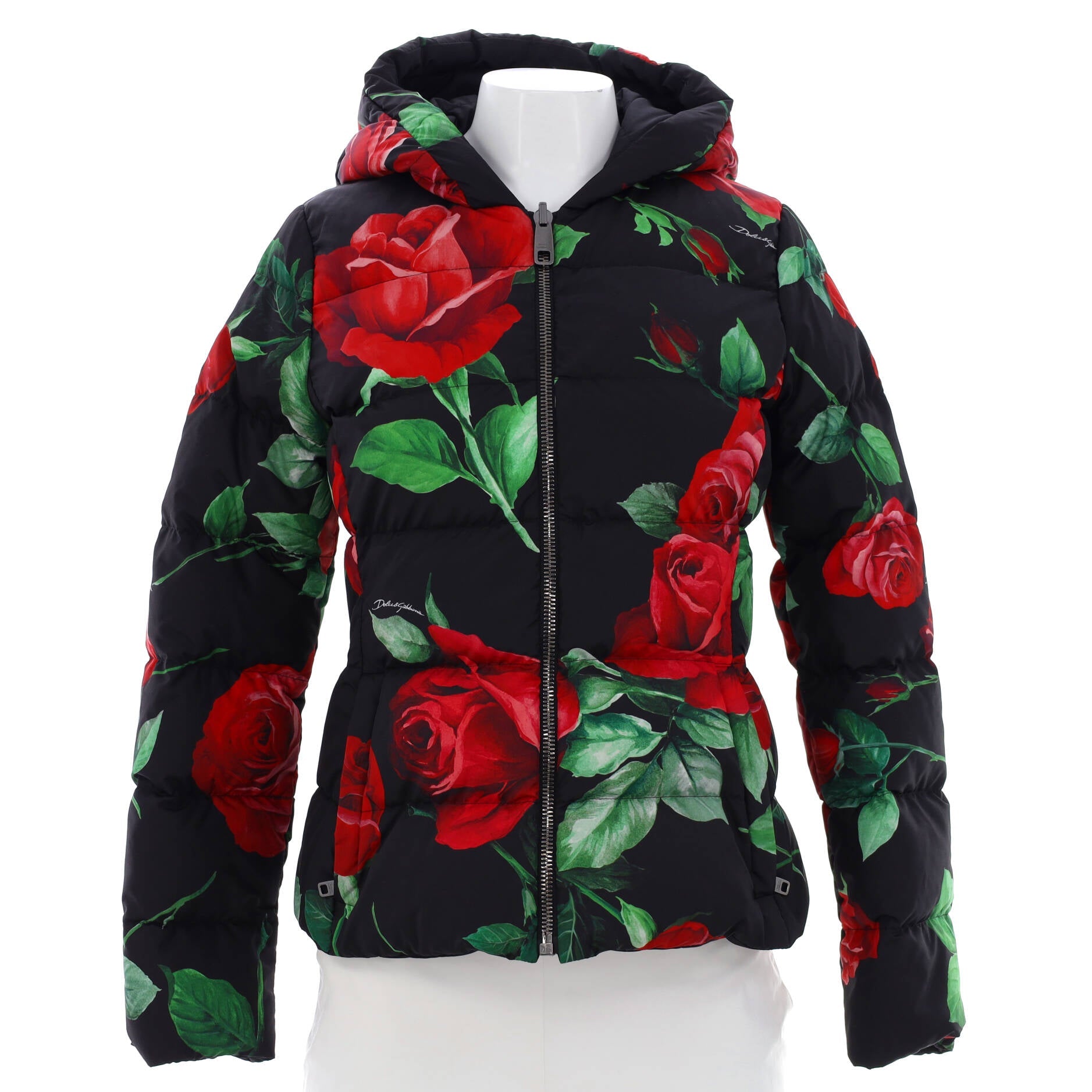 Women's Reversible Down Jacket Rose Printed Quilted Nylon