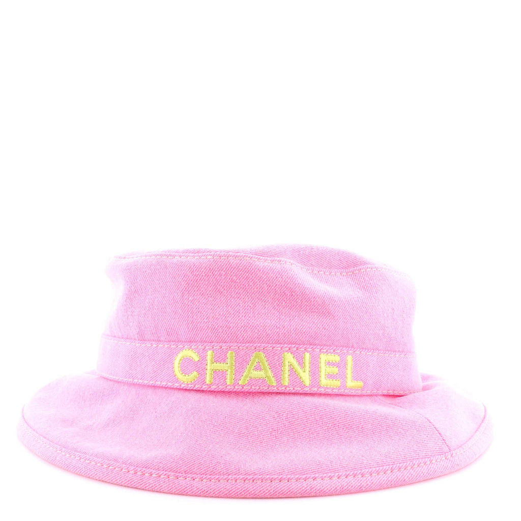 Logo Letters Bucket Hat Embroidered Denim
