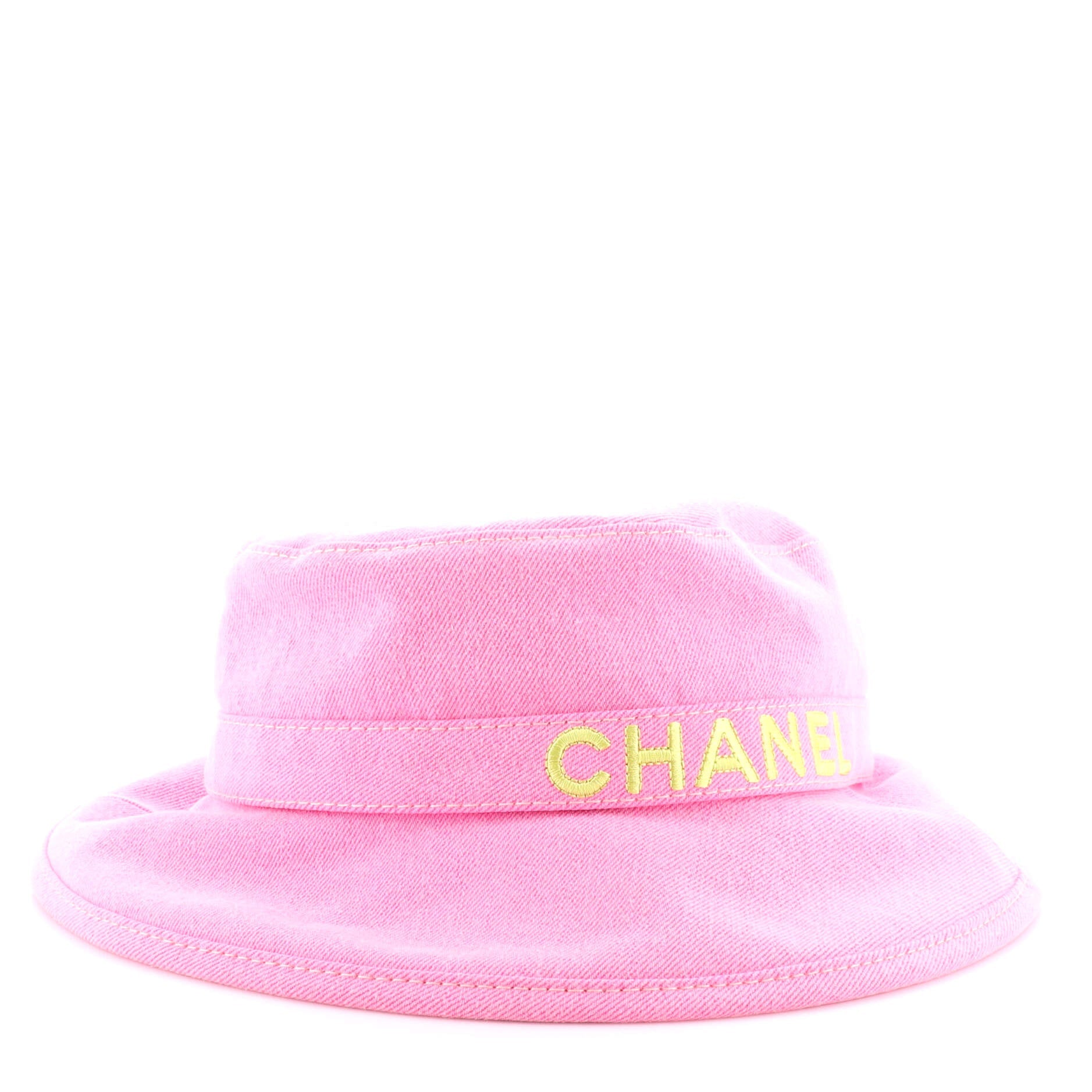 Logo Letters Bucket Hat Embroidered Denim