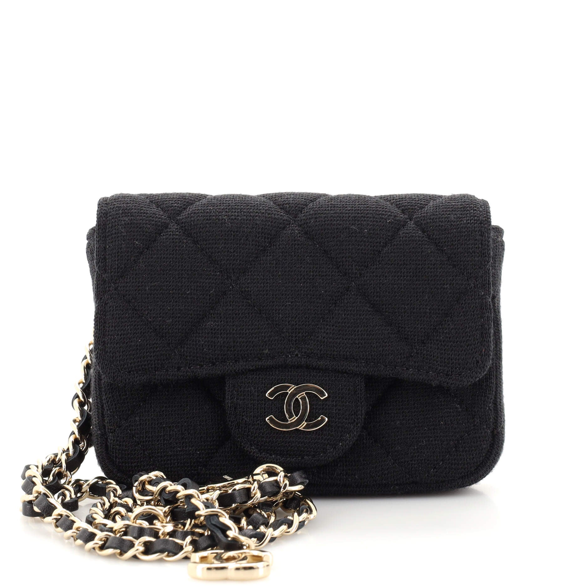 Classic Flap Chain Belt Bag Quilted Jersey Mini