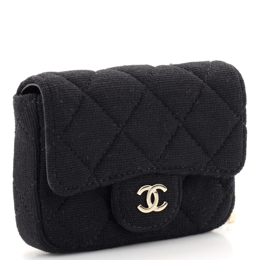 Classic Flap Chain Belt Bag Quilted Jersey Mini