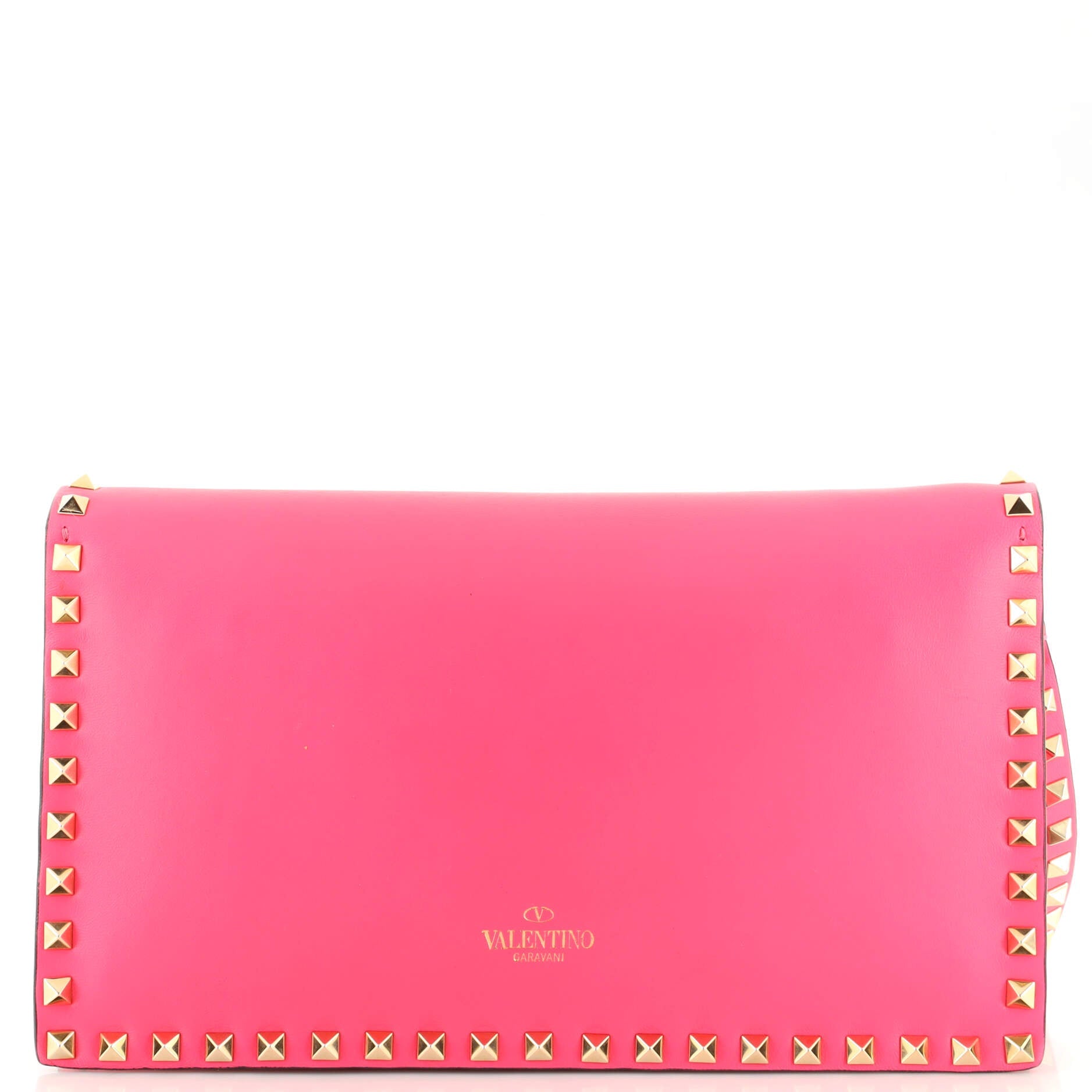 Rockstud Flap Clutch Leather