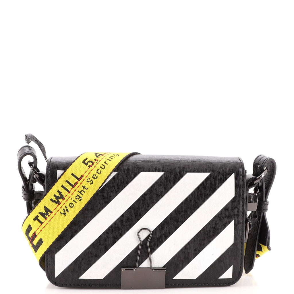 Binder Clip Flap Bag Striped Leather Mini