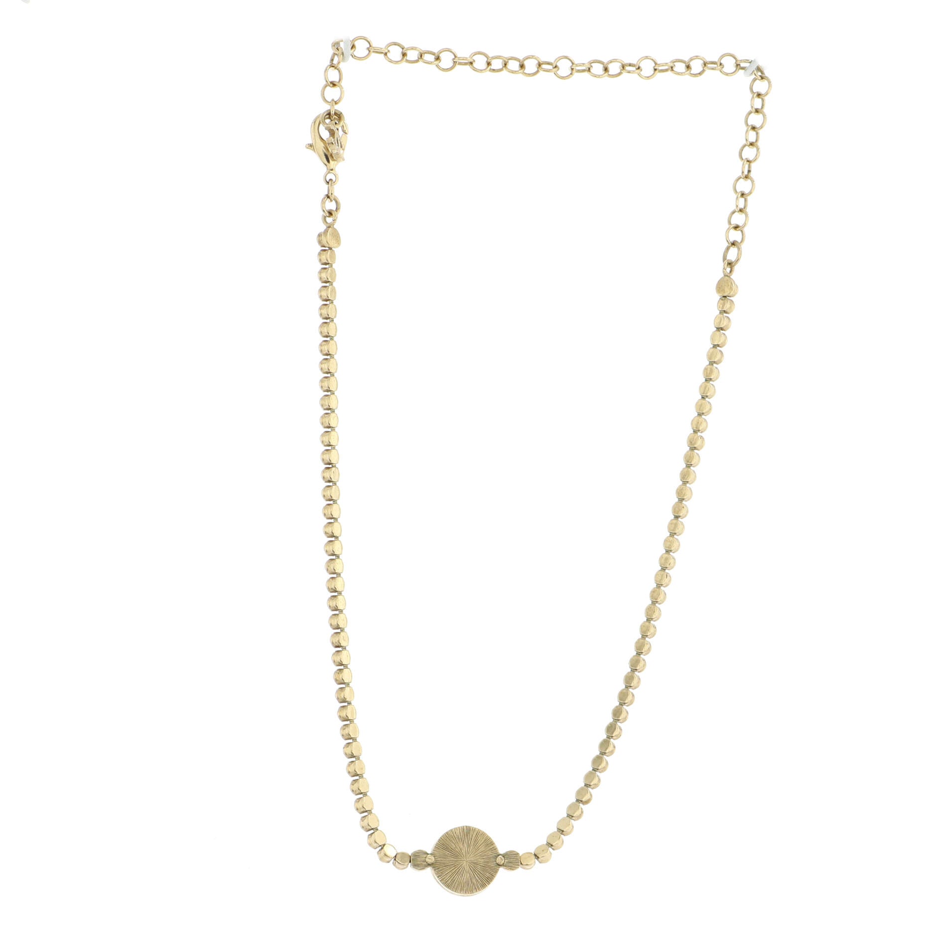CC Round Button Choker Necklace Metal with Crystals