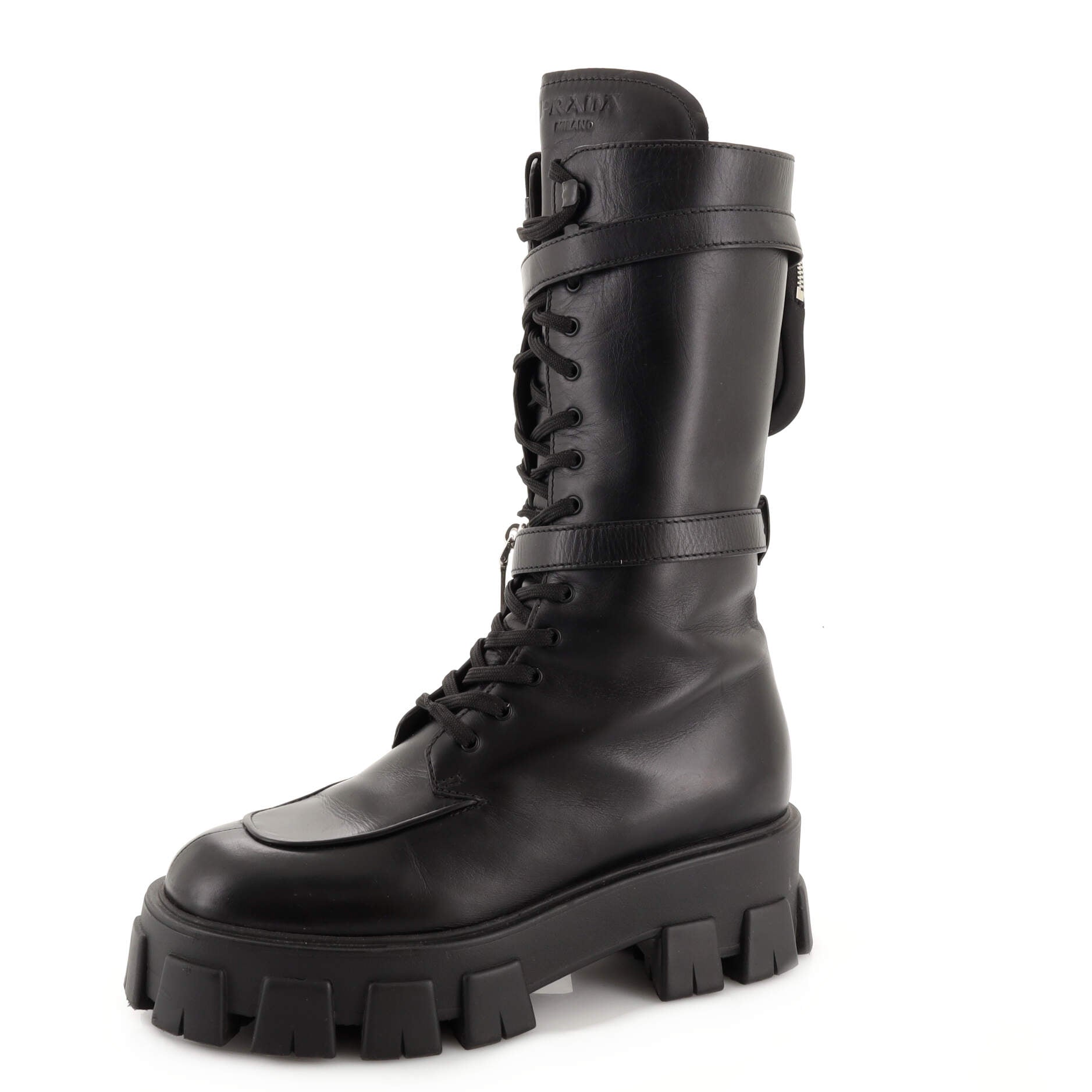 Women's Monolith Lace-Up Knee High Boots Leather with Nylon