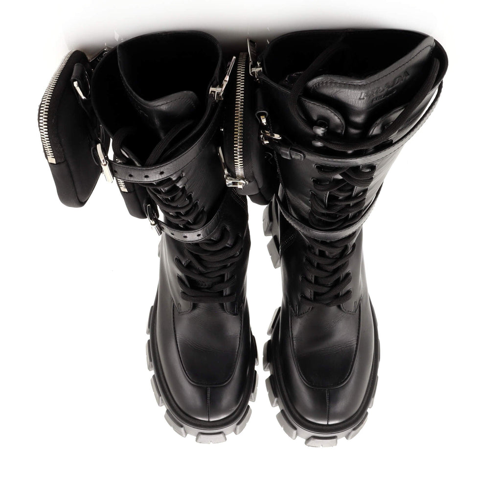 Women's Monolith Lace-Up Knee High Boots Leather with Nylon