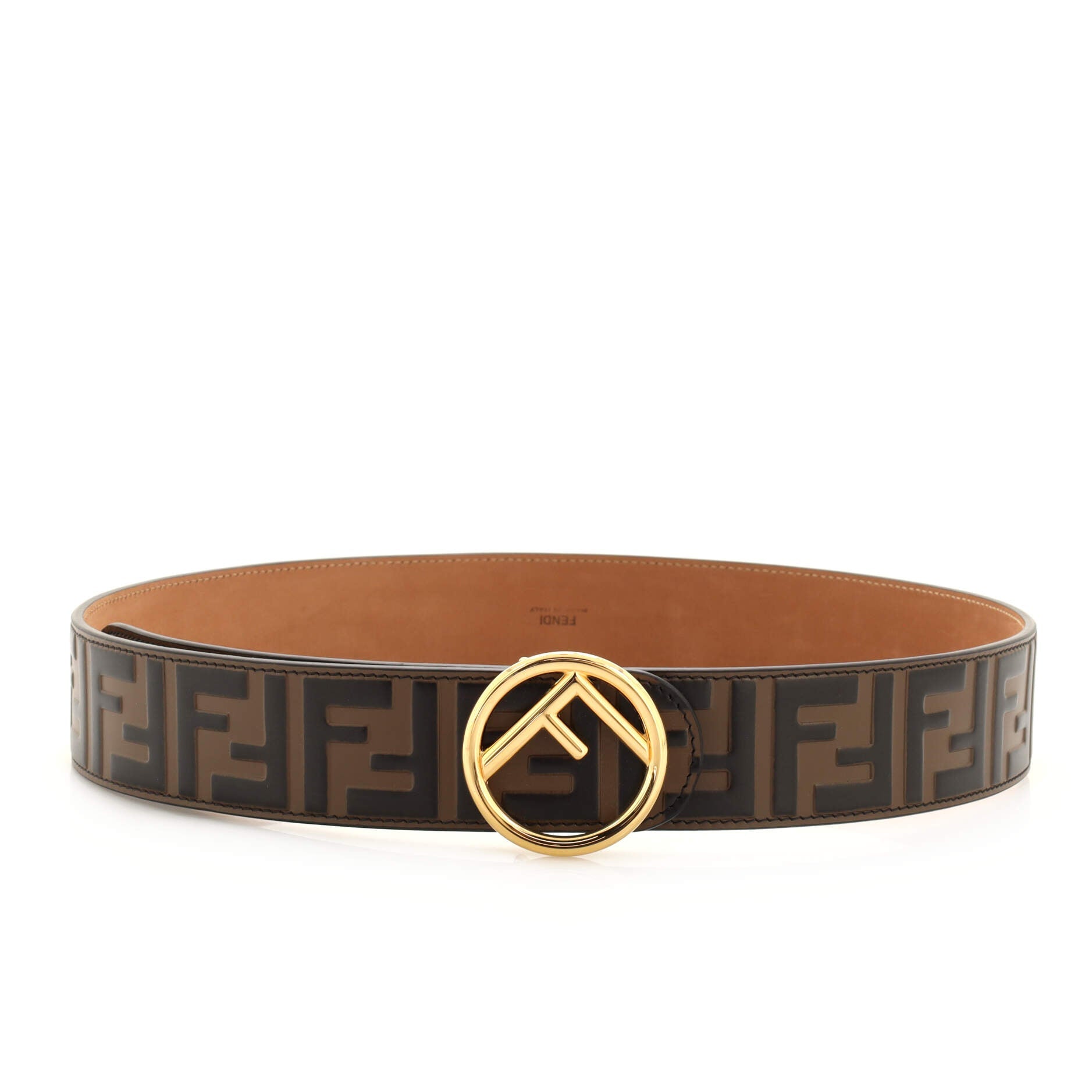 F is Fendi Belt Zucca Embossed Leather Wide 85