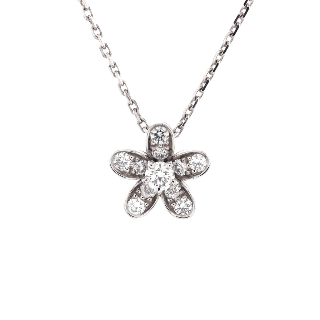 Socrate 1 Flower Pendant Necklace 18K White Gold and Diamonds