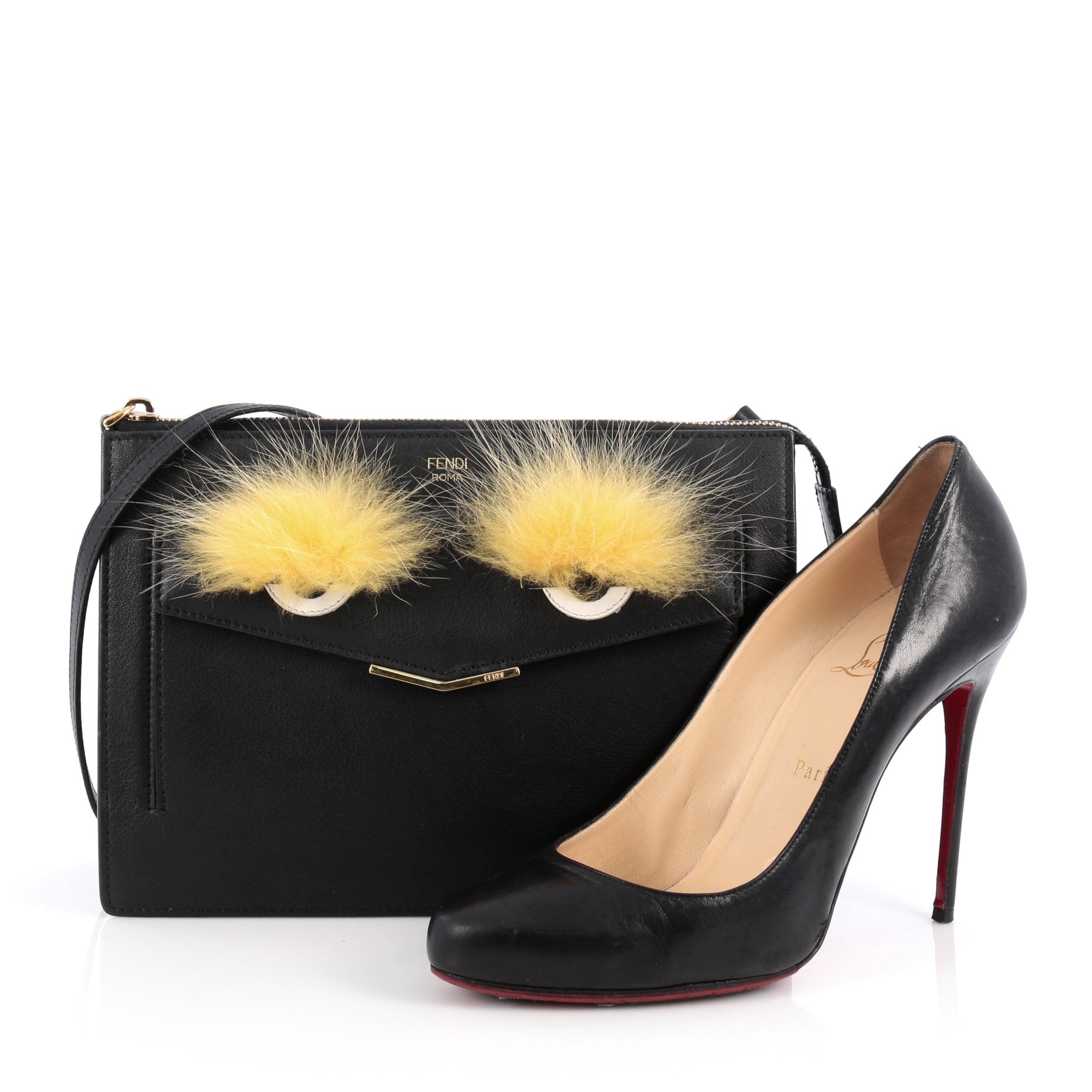 Monster Front Pocket Clutch Leather with Fur