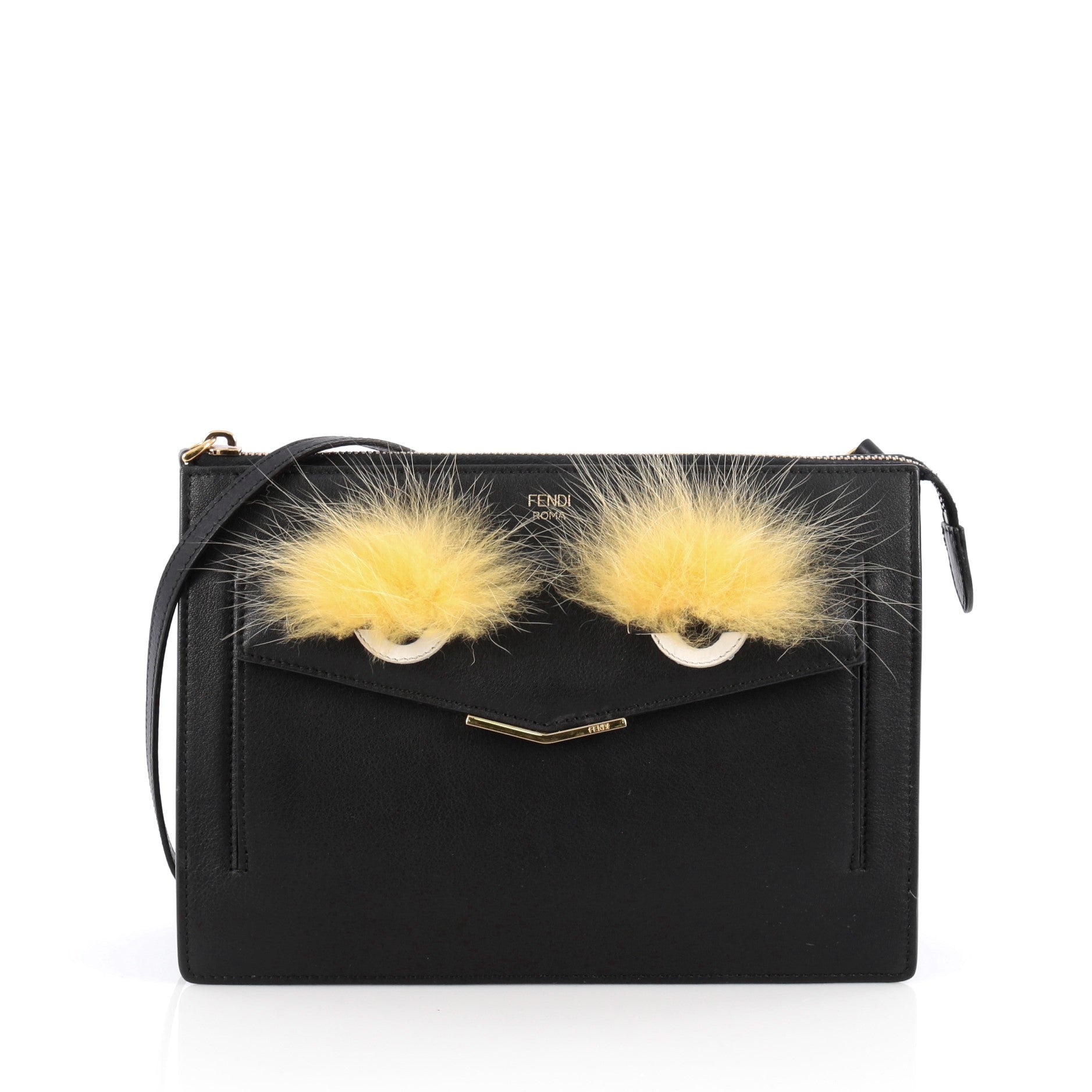Monster Front Pocket Clutch Leather with Fur