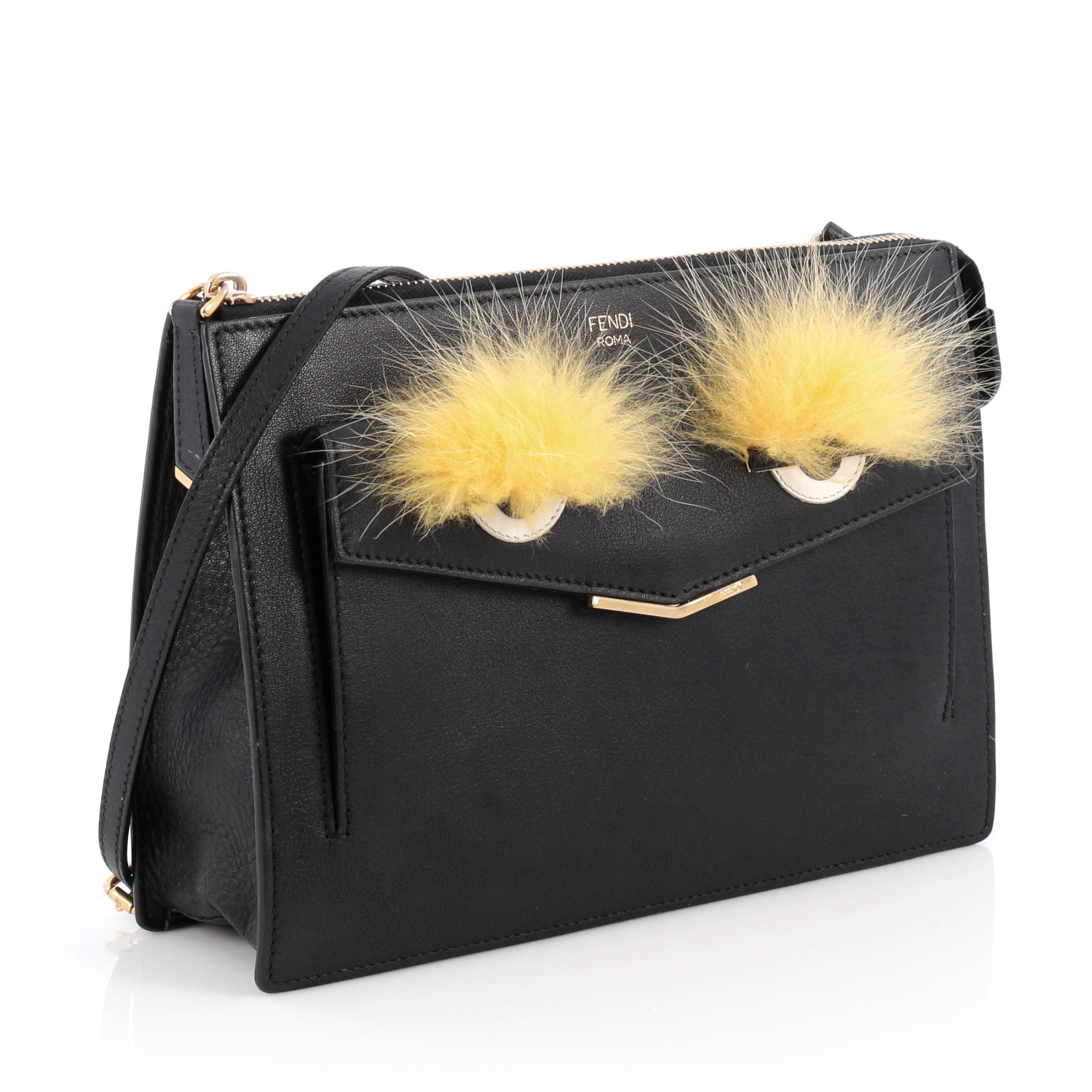 Monster Front Pocket Clutch Leather with Fur