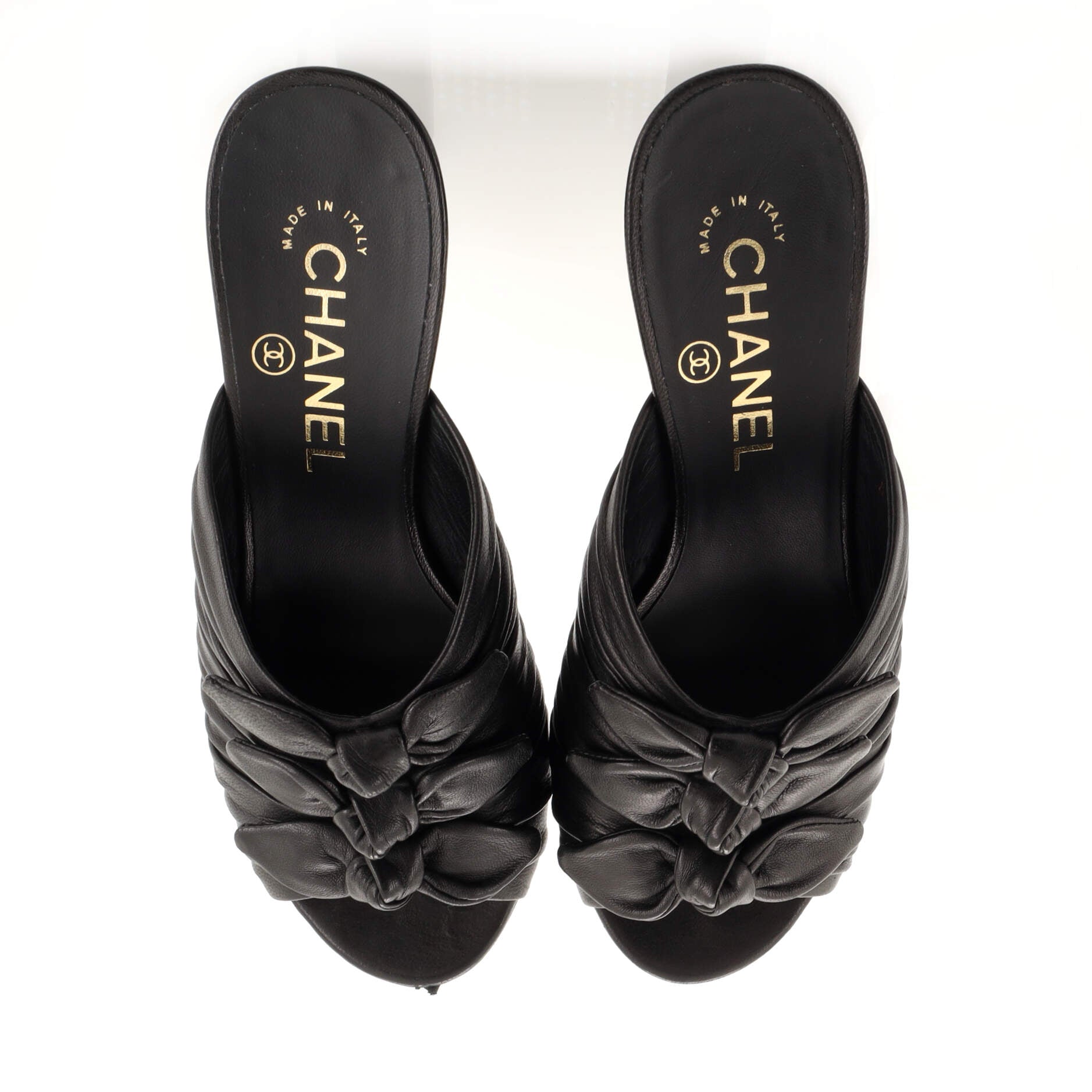 Women's CC Bow Knots Heeled Mules Leather