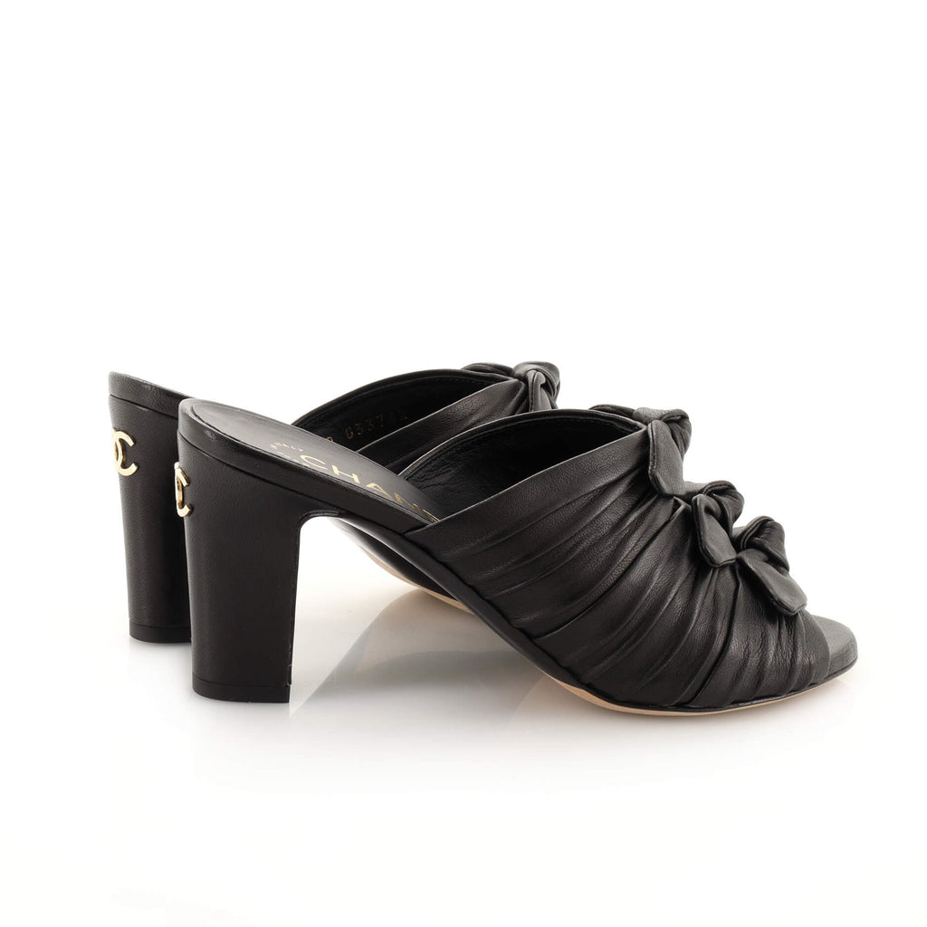 Women's CC Bow Knots Heeled Mules Leather