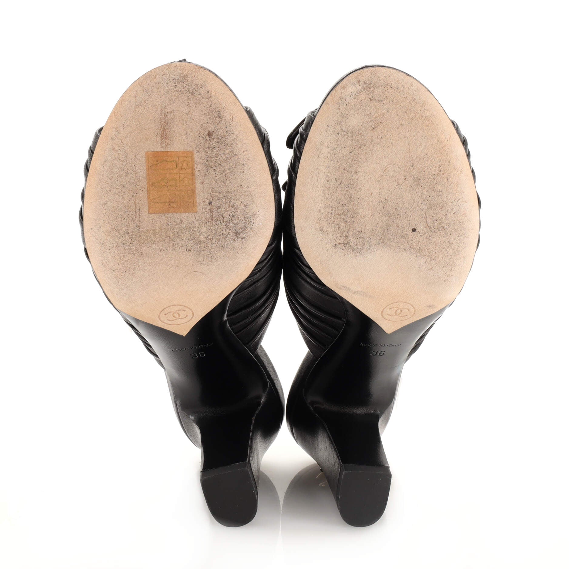 Women's CC Bow Knots Heeled Mules Leather