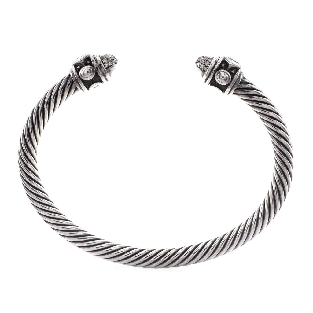Renaissance Cable Bracelet Sterling Silver with Pave Diamonds 5mm
