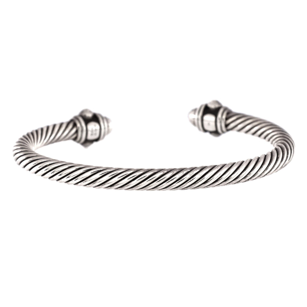 Renaissance Cable Bracelet Sterling Silver with Pave Diamonds 5mm