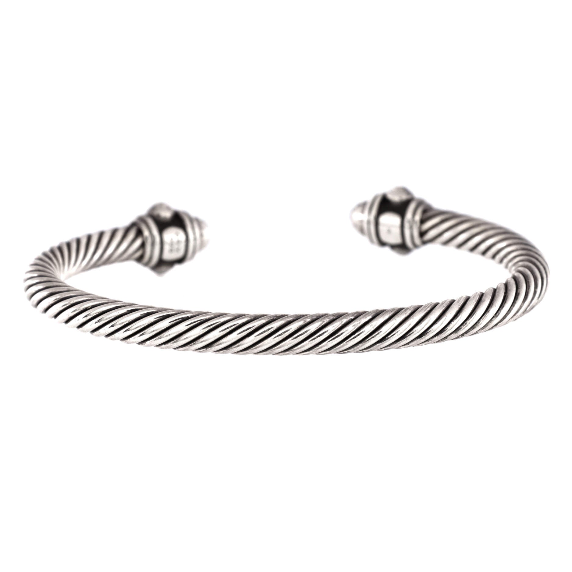 Renaissance Cable Bracelet Sterling Silver with Pave Diamonds 5mm