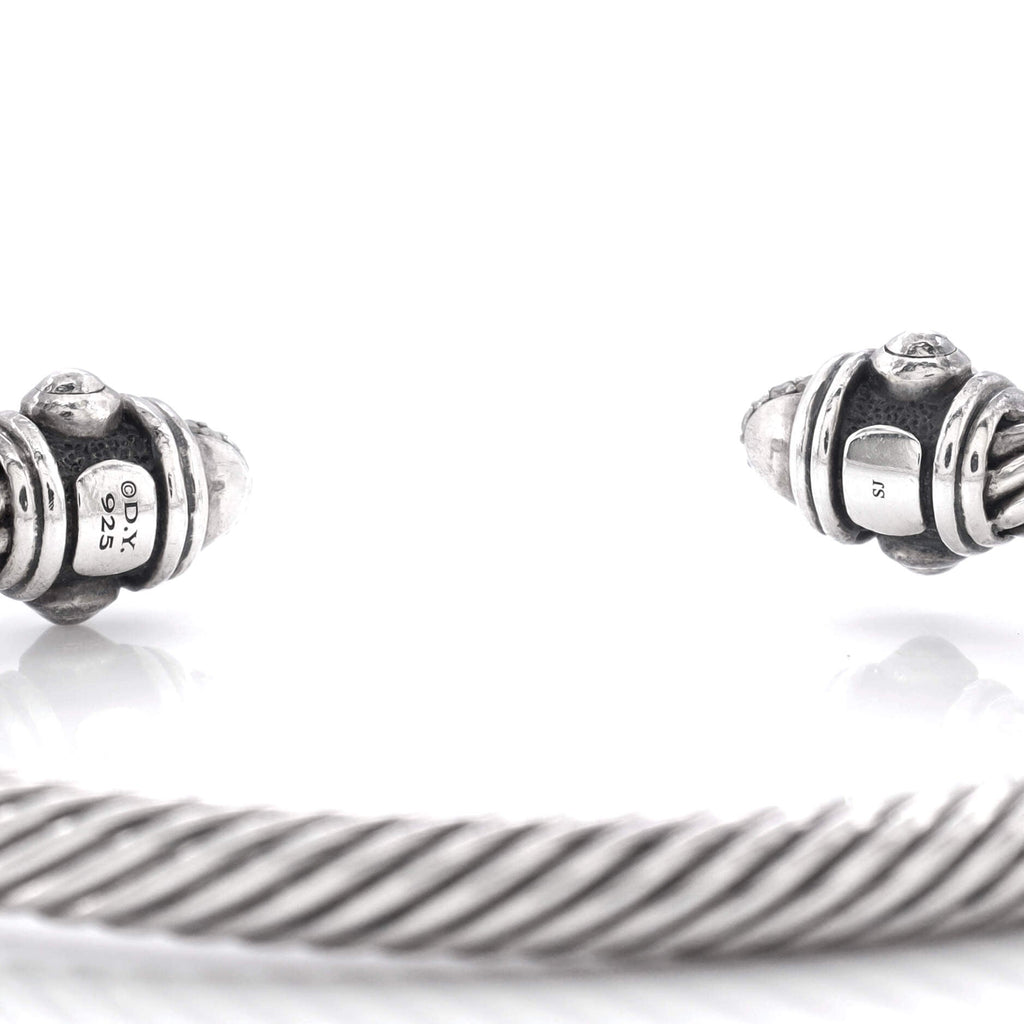 Renaissance Cable Bracelet Sterling Silver with Pave Diamonds 5mm