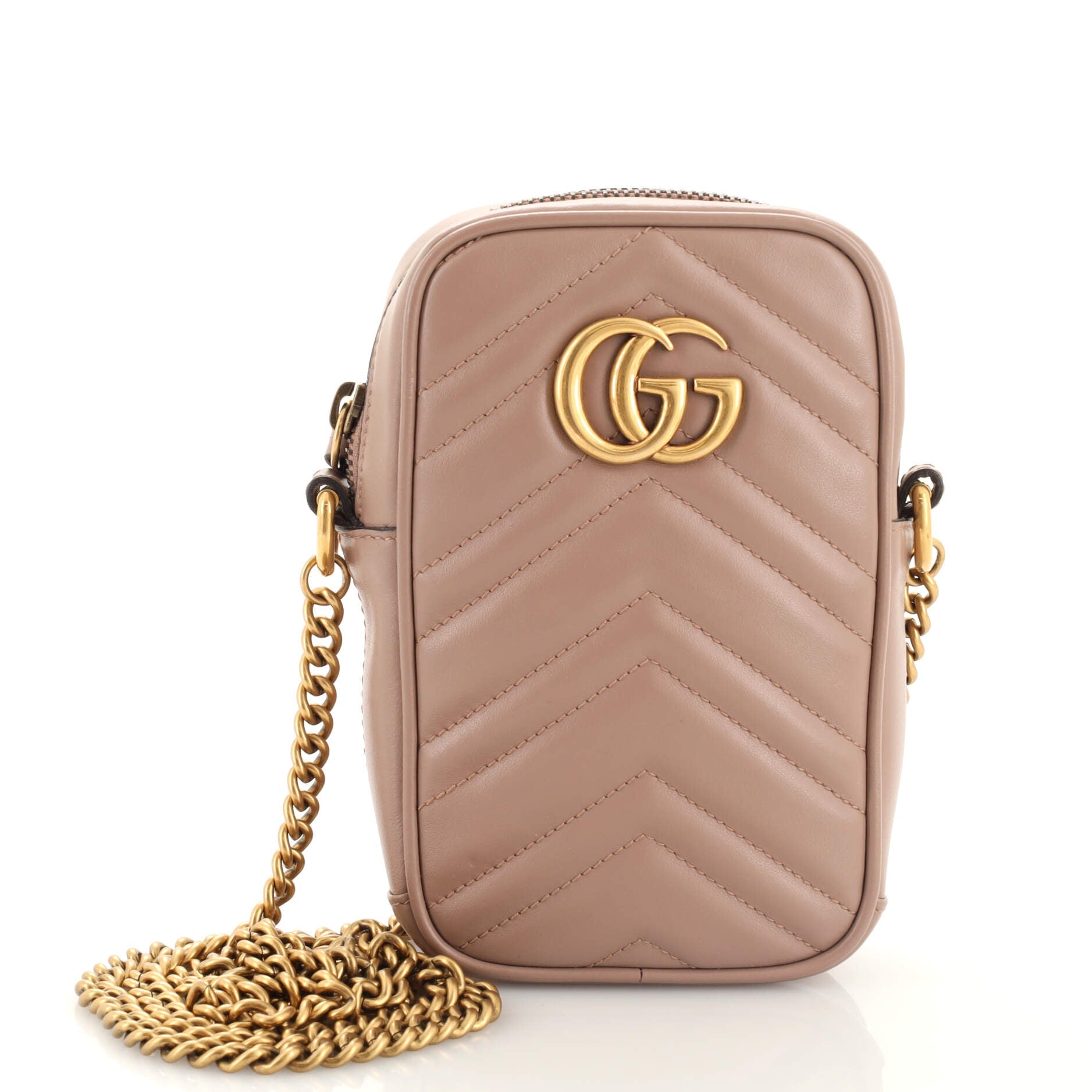 GG Marmont Vertical Phone Crossbody Bag Matelasse Leather Mini