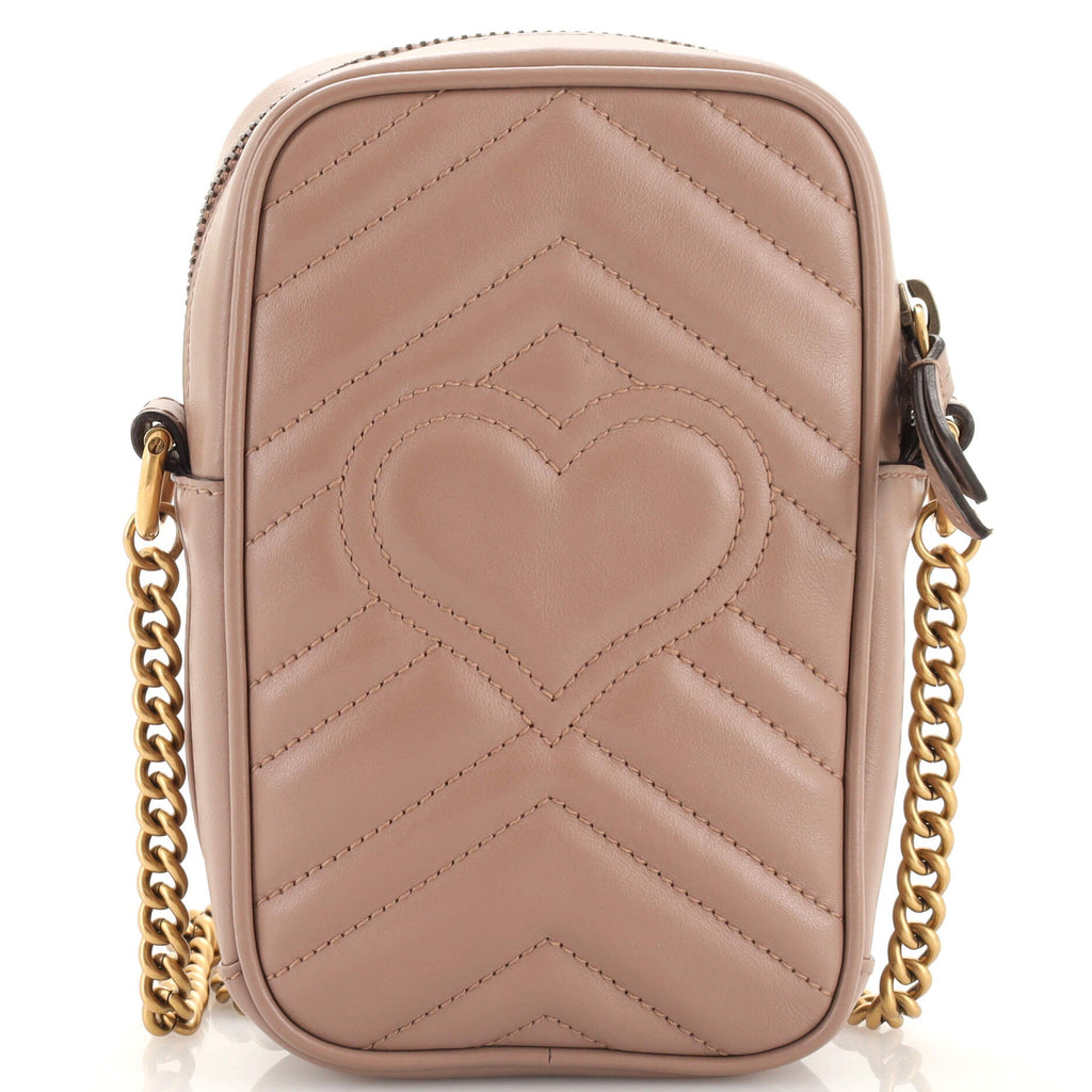 GG Marmont Vertical Phone Crossbody Bag Matelasse Leather Mini